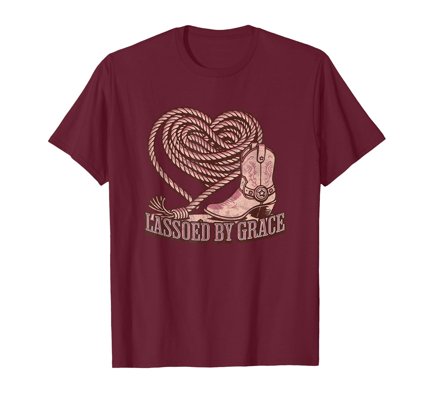 Lassoed by Grace Western Christian Cowgirl T-Shirt