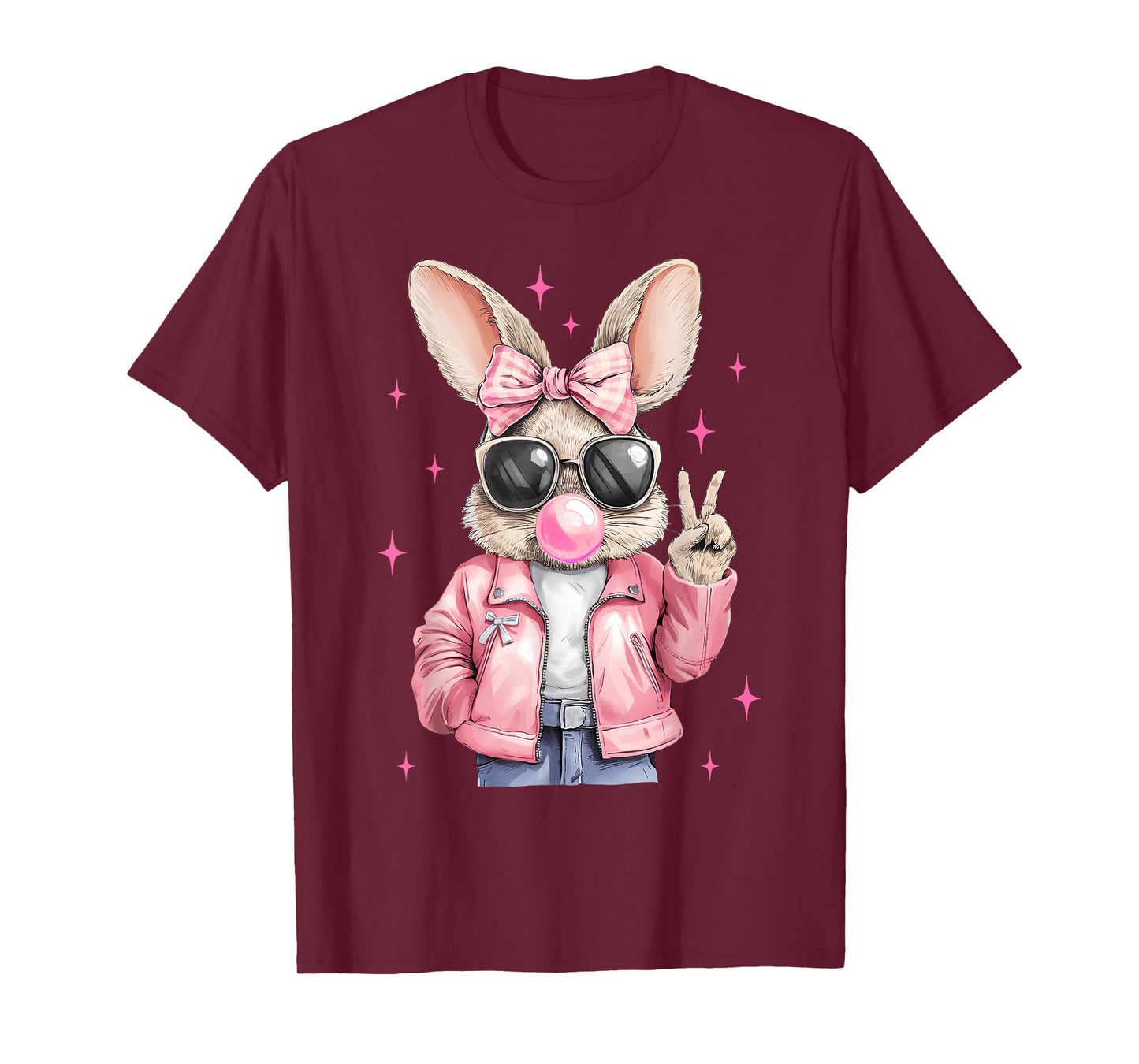 Happy Easter Bunny Rabbit Face Coquette Bow Easter Girl Kids T-Shirt
