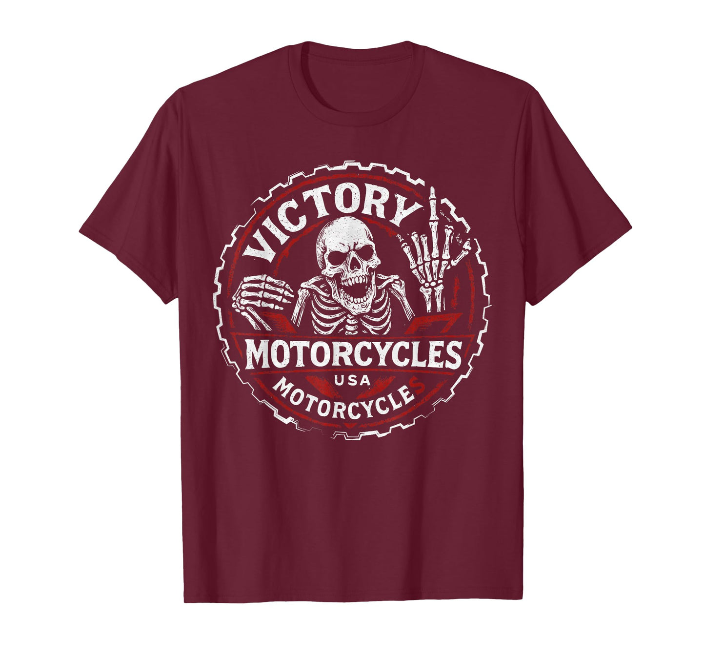 Vintage American Motor Cycles Victory USA Skeleton Funny T-Shirt