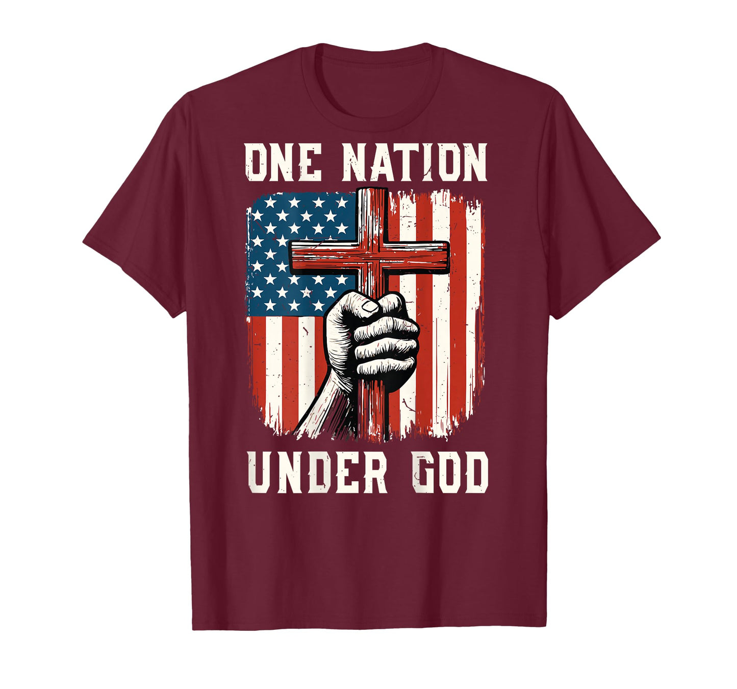 One Nation Under God American Flag Christian Patriotic Faith T-Shirt