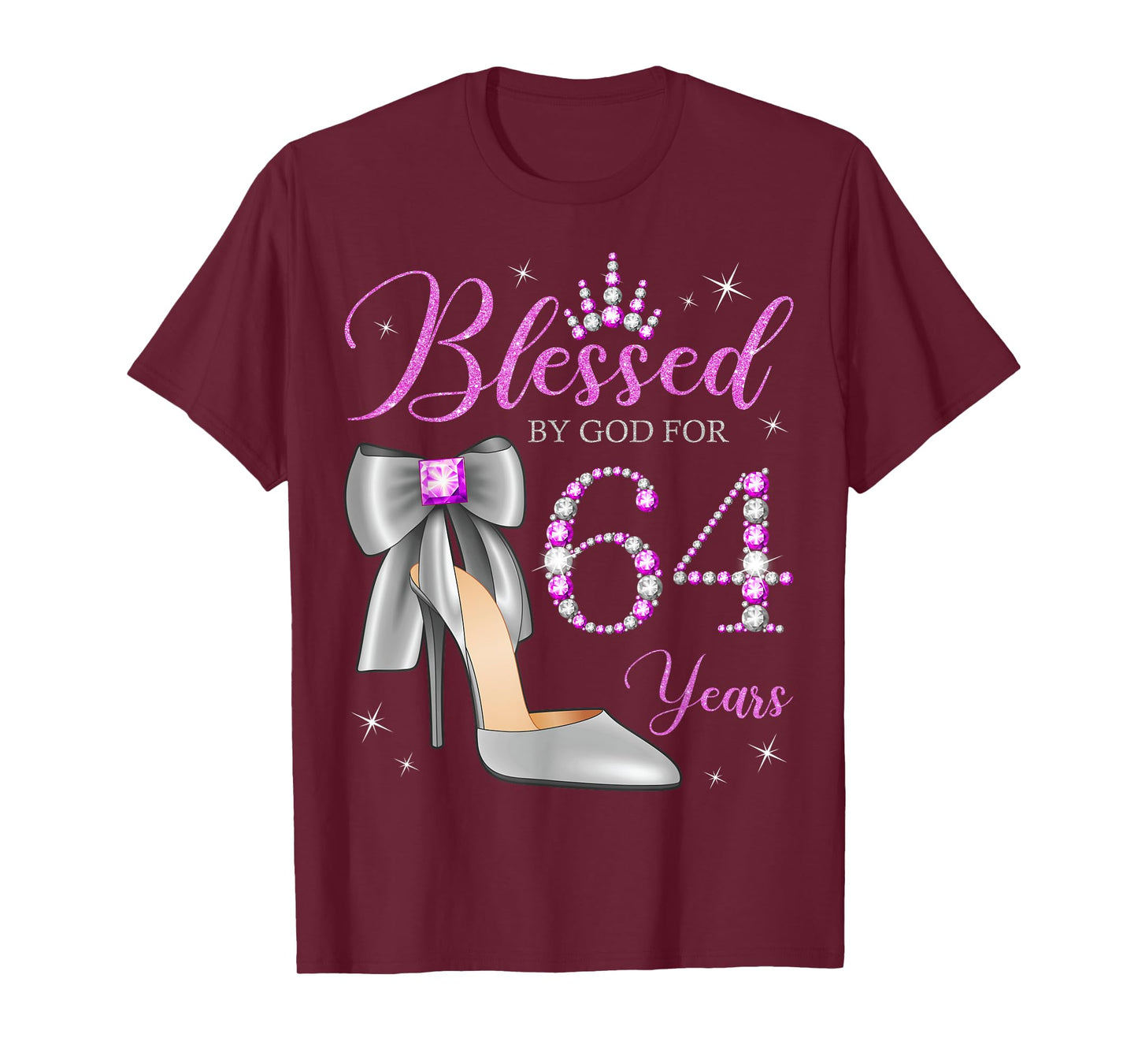 Blessed By God For 64 Years Old 64th Birthday Party Queen T-Shirt
