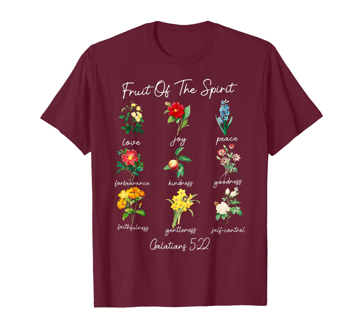 The Fruit Of The Spirit Galatians 5 22 Floral Christian T-Shirt
