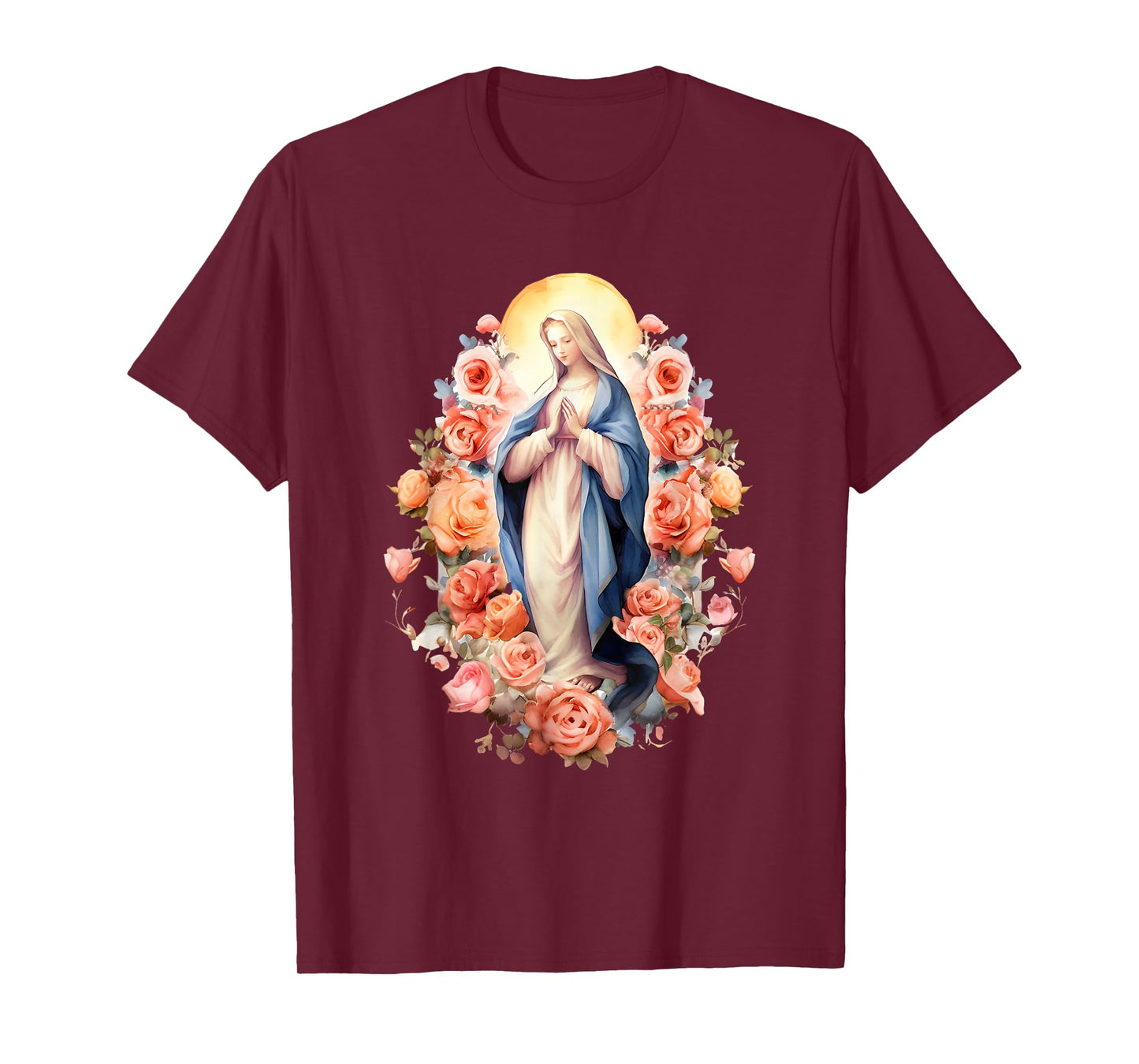 Blessed Mother Mary Mother of Jesus Roses Our Lady Catholic T-Shirt
