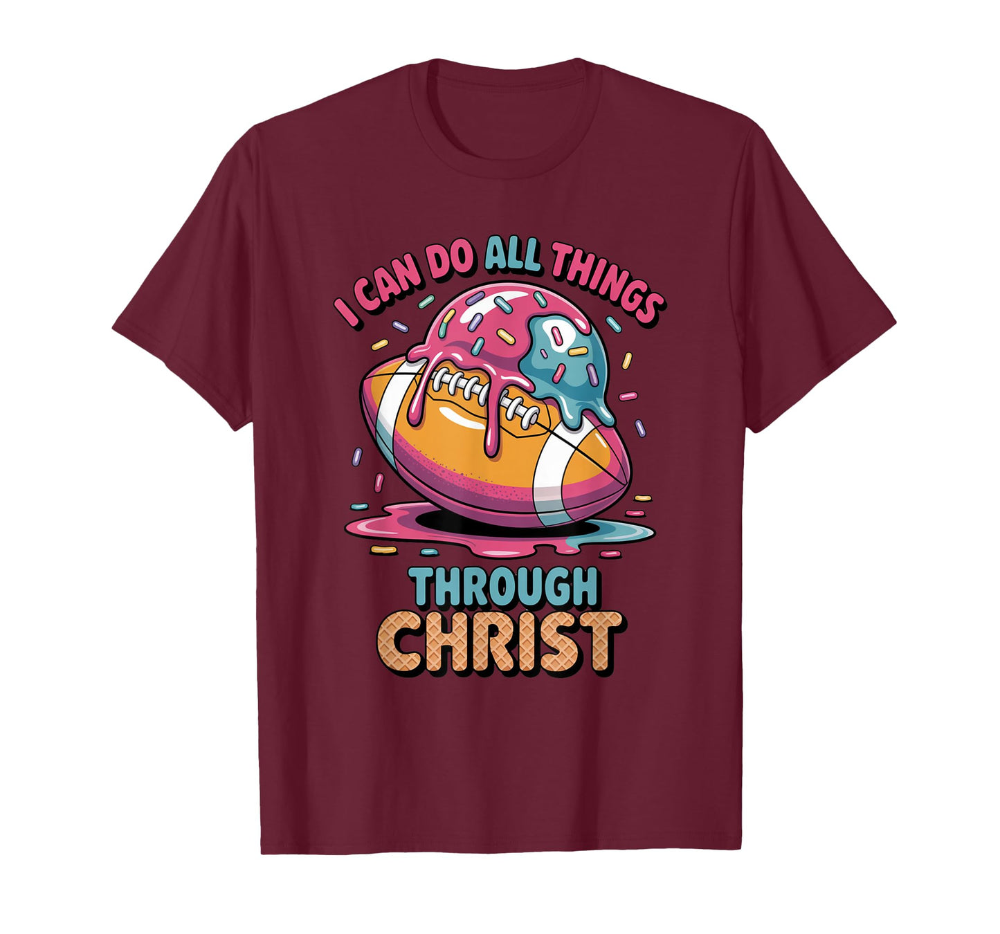 Christian Football Shirts For Boys 8-12 7-8 Ice Cream Drip T-Shirt