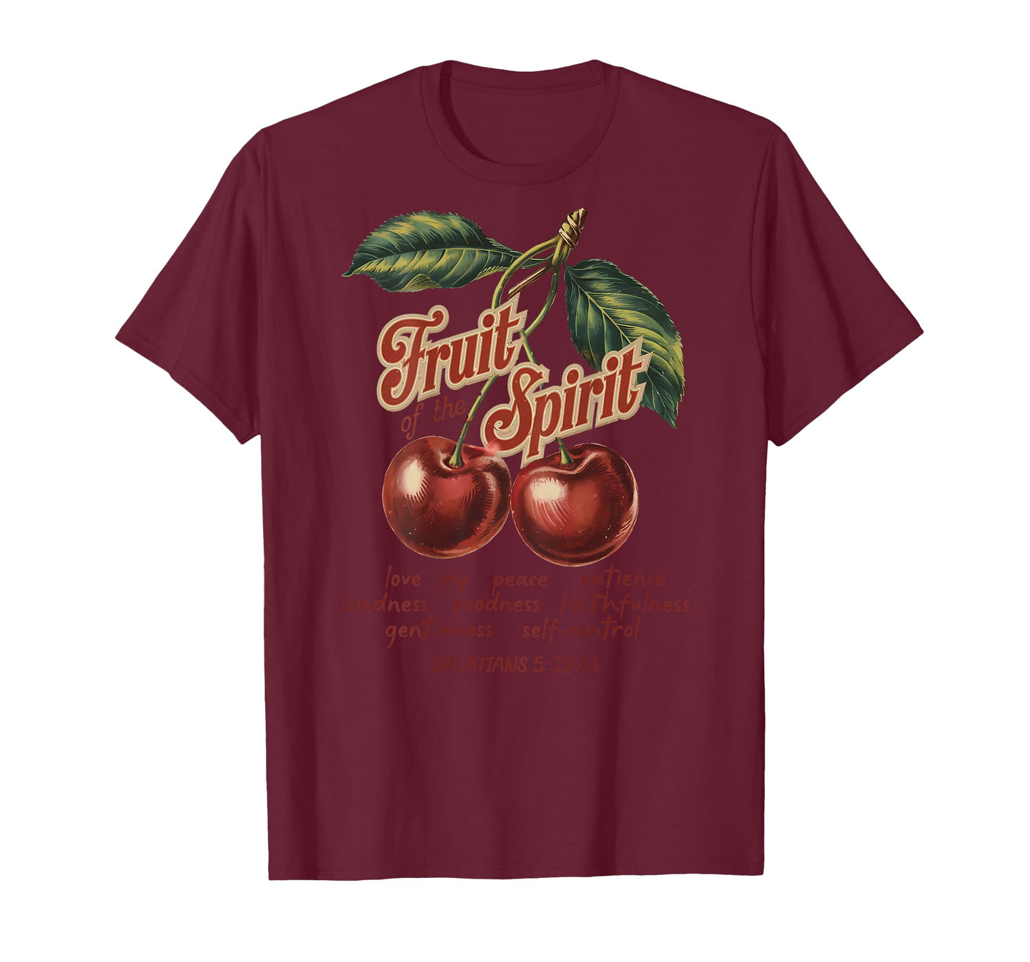 Fruit Of The Spirit Chrisitan Vintage Bible Verse Cherries T-Shirt
