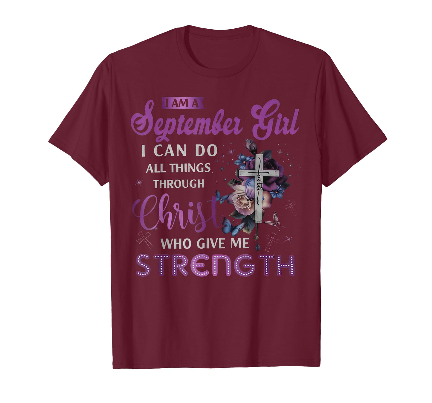 September Girl Christian Birthday Bible Verse Jesus Faith T-Shirt