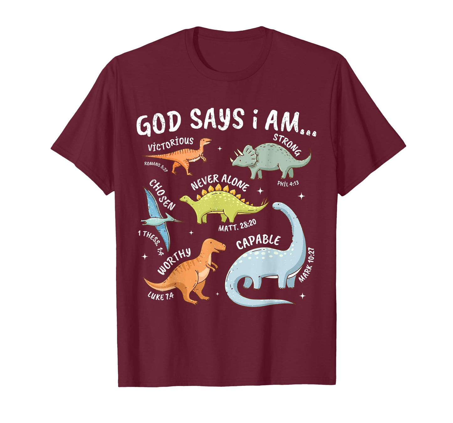 God Says I Am Dinosaur Lover Bible Verse Kids Toddler Boys T-Shirt