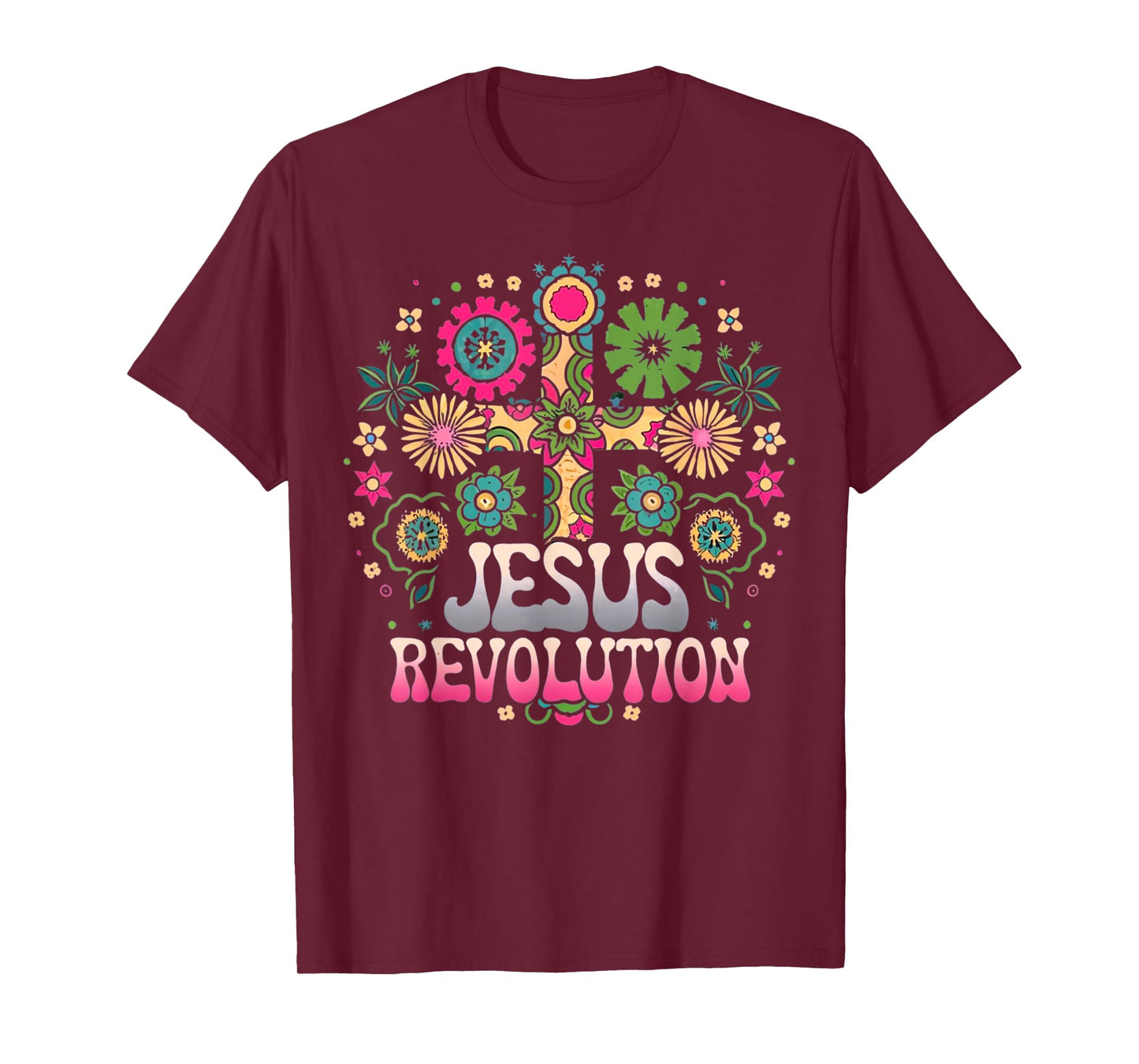 Jesus Revolution Christian Faith Retro Groovy Hippie Flower T-Shirt