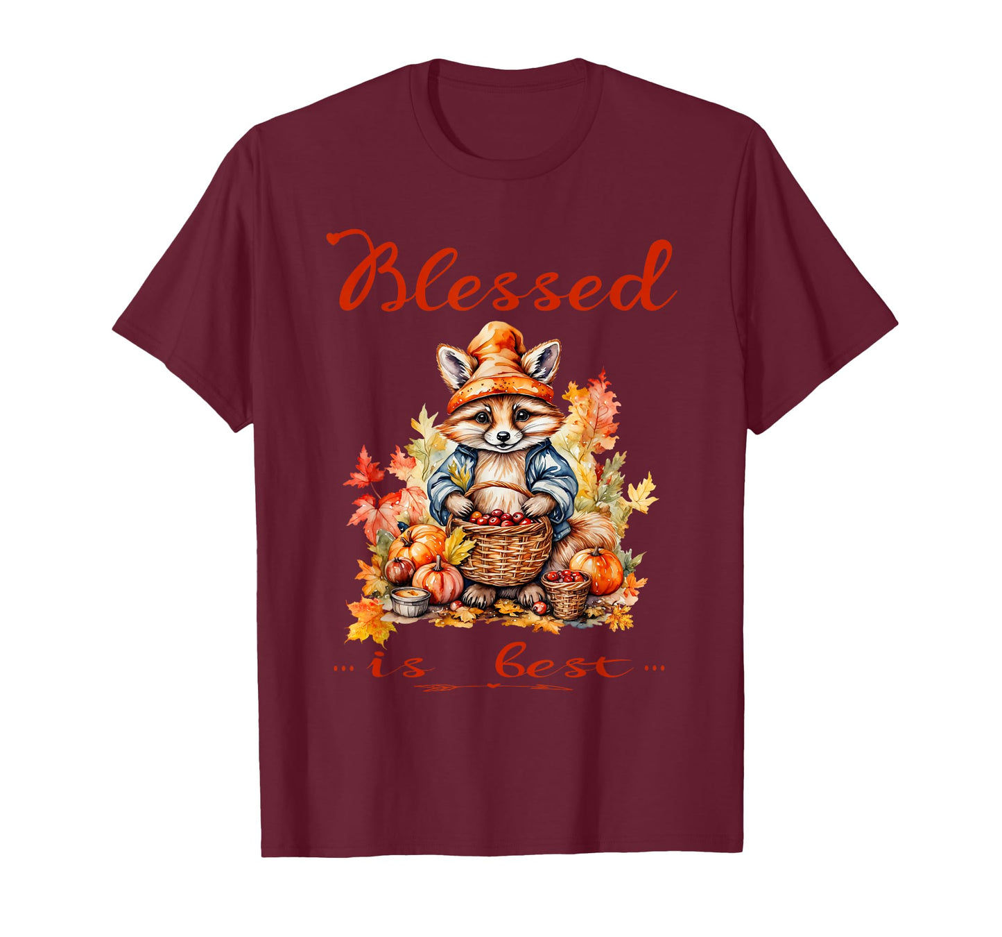 Blessed is Best Christian Fall & Autumn Cute Vintage Racoon T-Shirt