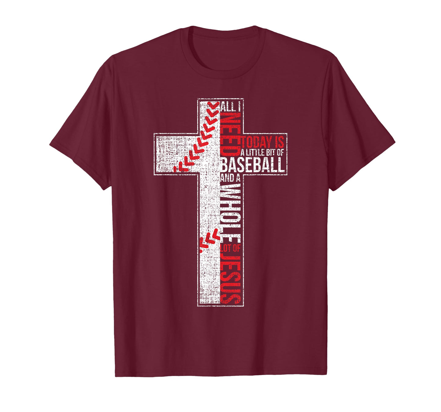 All I Need Is Baseball & Jesus Christian Cross Faith In God T-Shirt