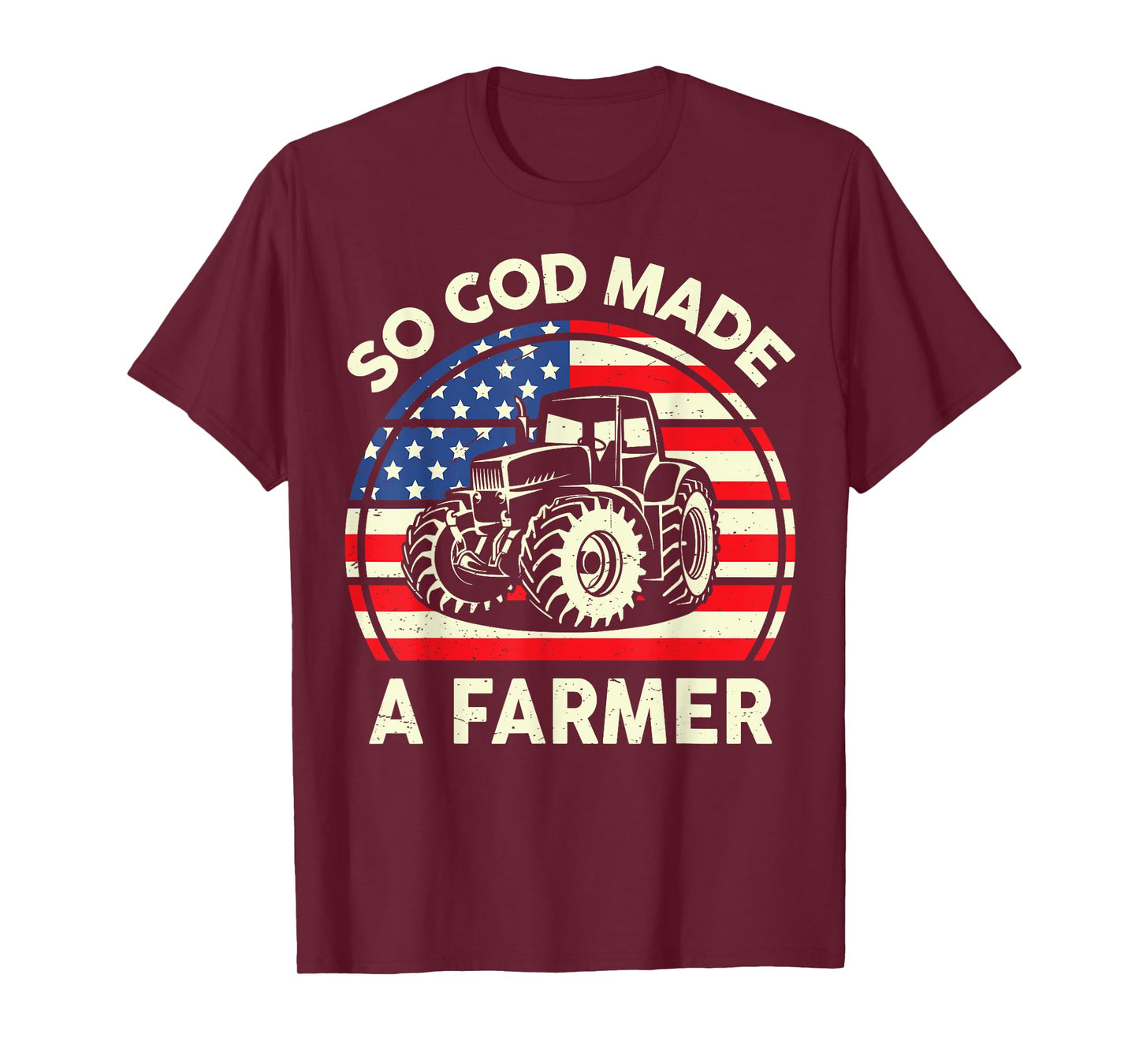 Christian So God Made Farmer-Shirt Men Tractor American Flag T-Shirt