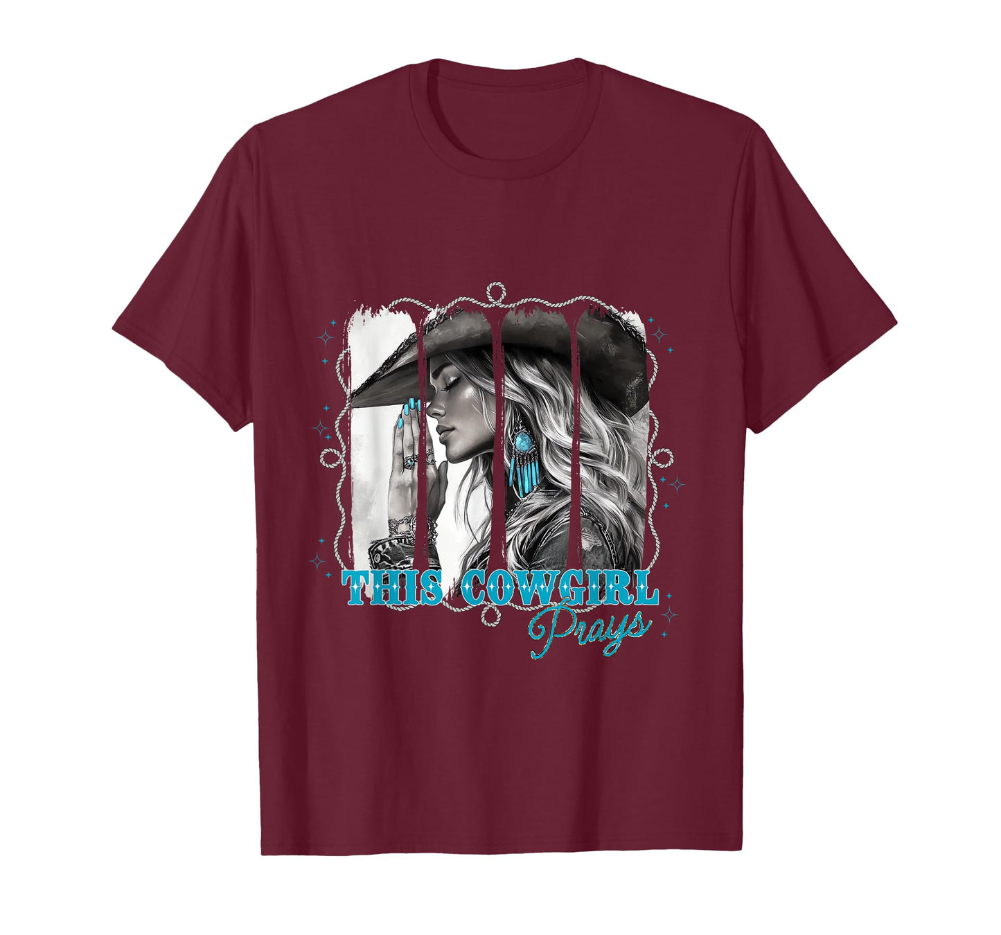 Cowgirl Prayer Tee with Turquoise and Faith Style T-Shirt