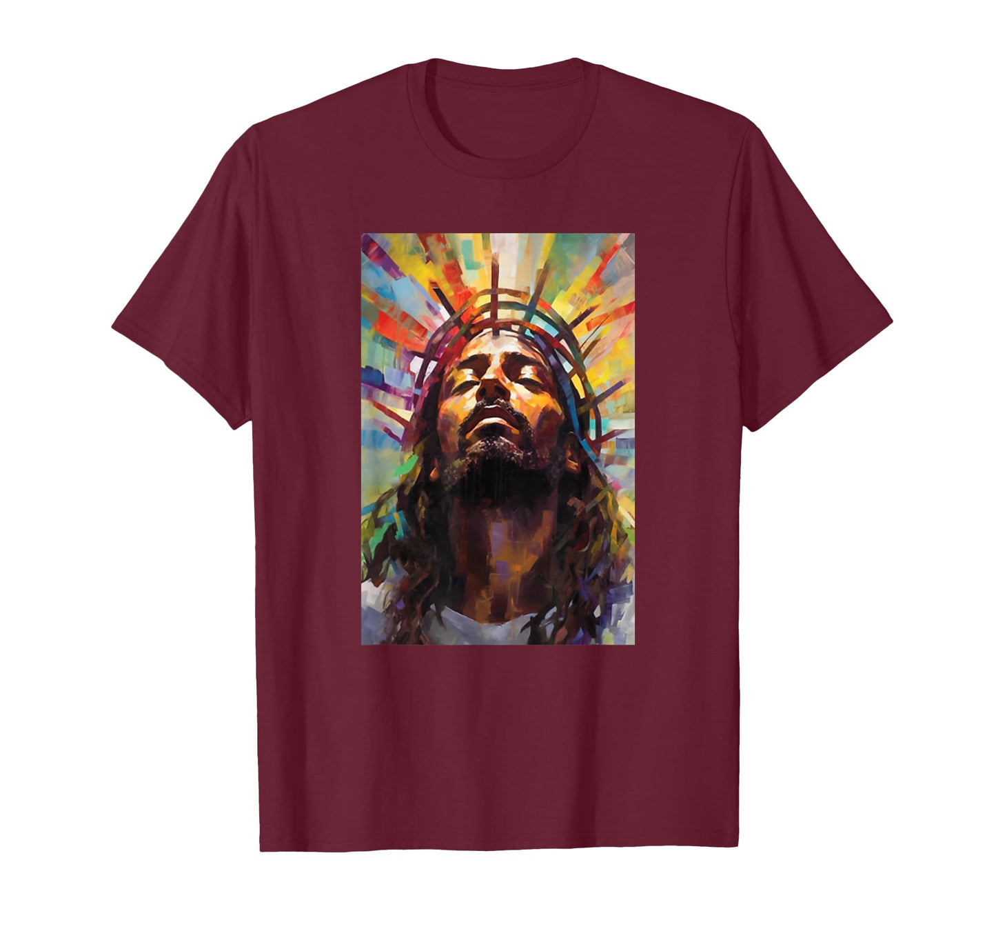 Jesus African American Christ Praying Rainbow Face Of Jesus T-Shirt