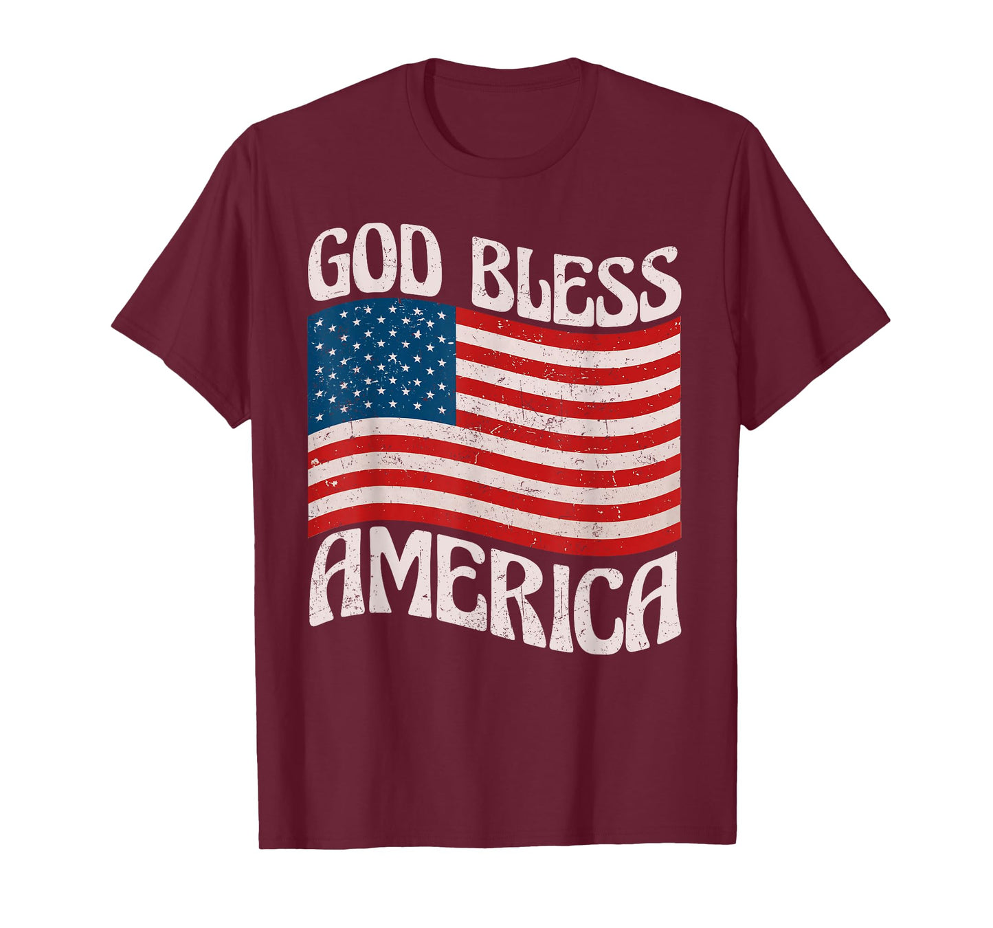 God Bless America Patriotic American Flag Happy 4th Of July T-Shirt