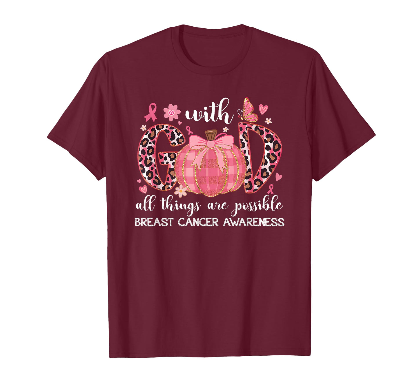 Breast Cancer Pumpkin with.God All Things are Possible Tee T-Shirt