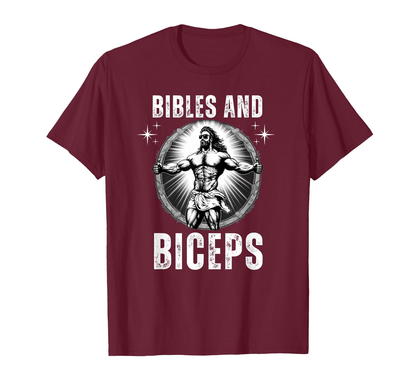 Bibles And Biceps Bodybuilding Jesus Fitness Funny Gym T-Shirt