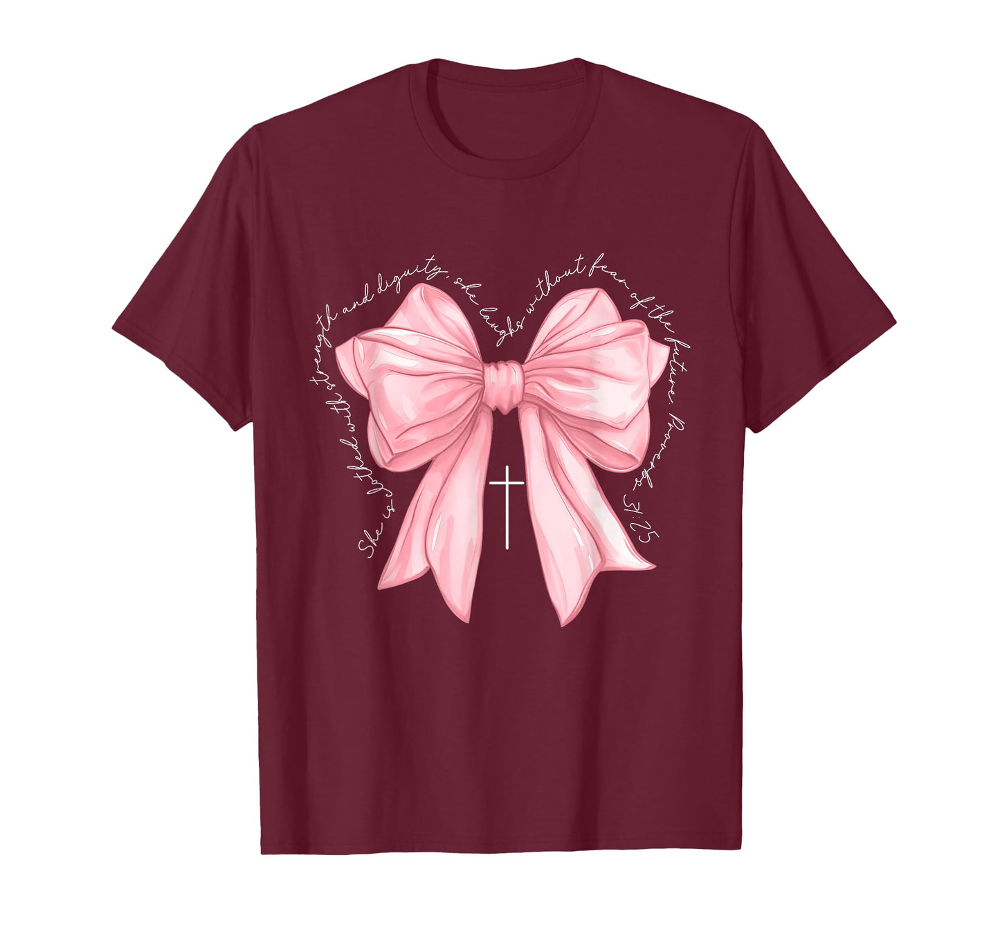 Bible Verse Pink Bow Coquette Bow Coquette Christian T-Shirt