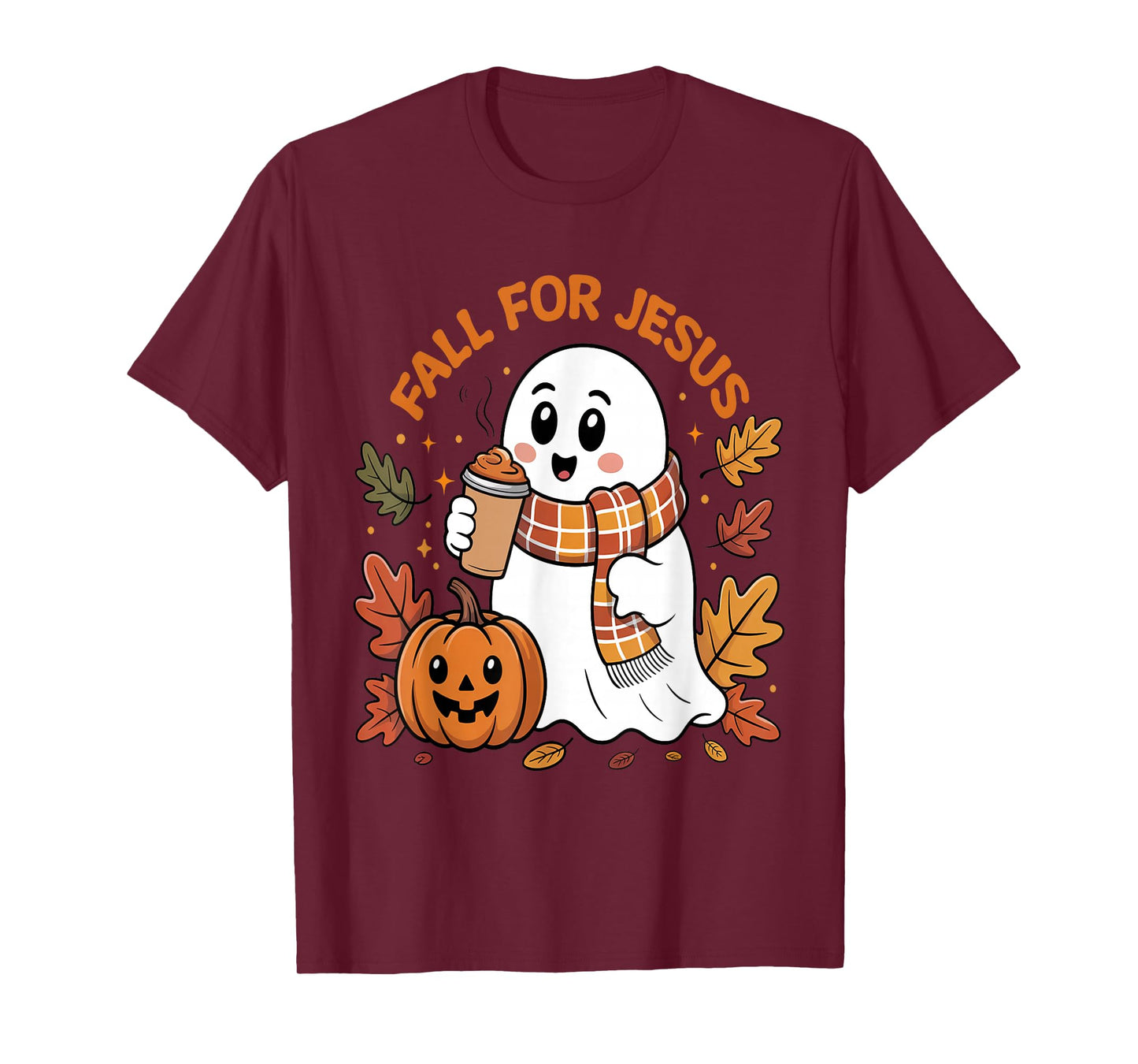 Fall for Jesus Christian Autumn Cute Ghost Pumpkin T-Shirt