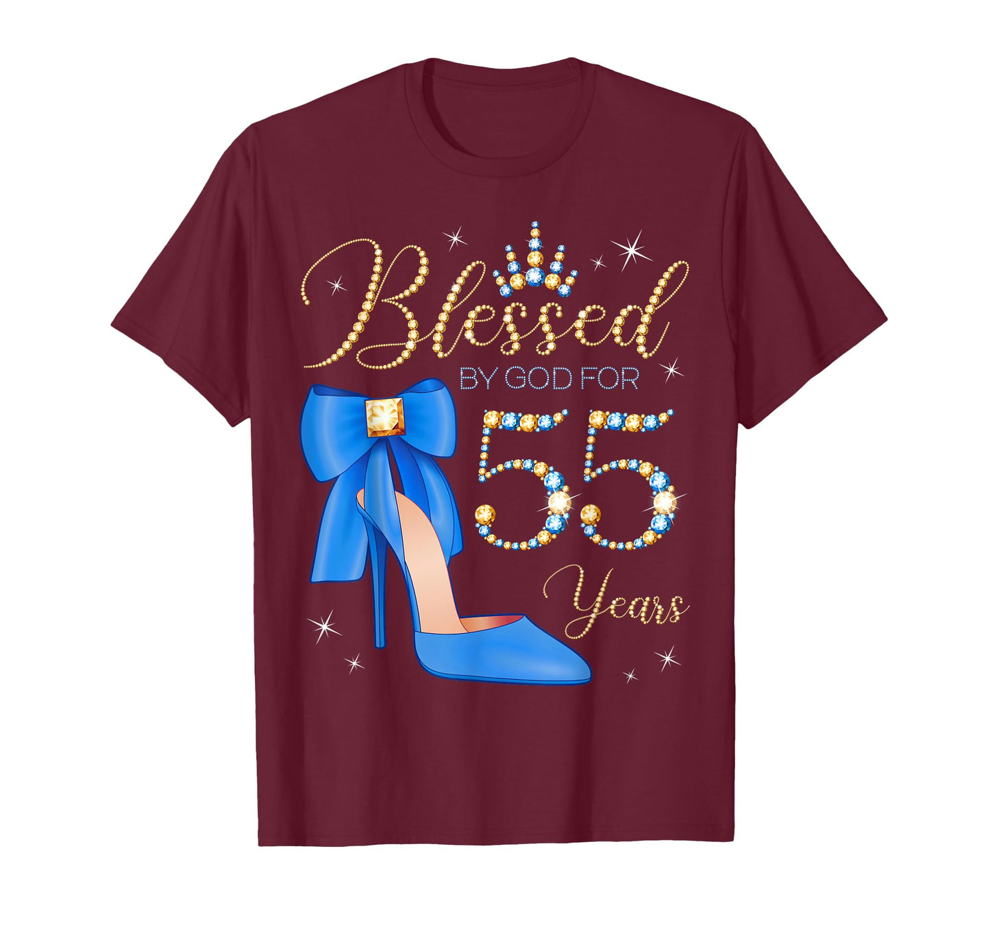 Blessed By God For 55 Years Old 55th Birthday Party Queen T-Shirt