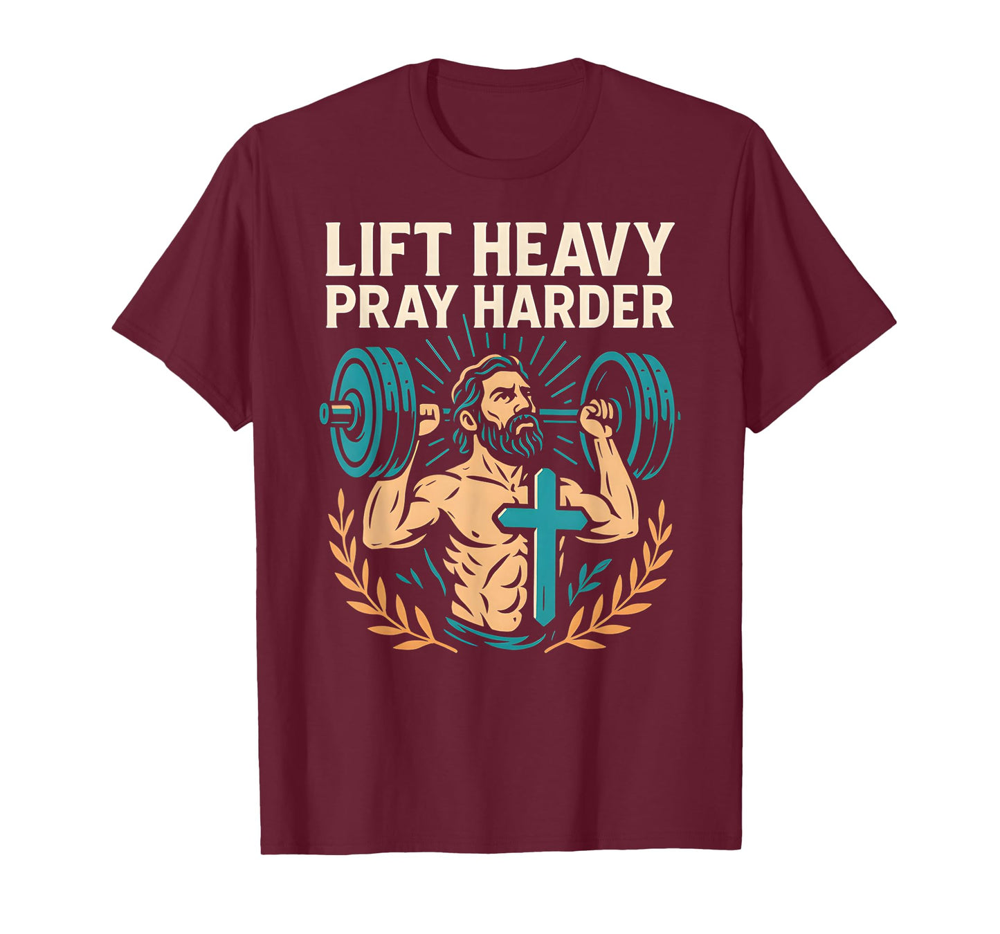 Christian Fitness Lift Heavy Pray Harder Cool Mens Faith T-Shirt