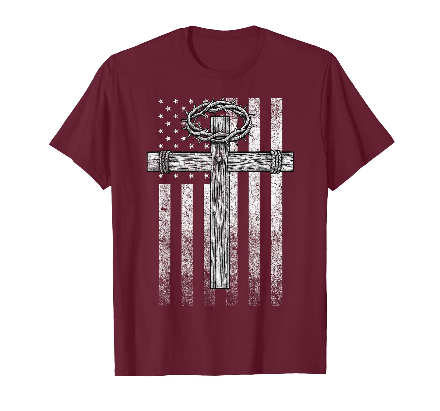 American Flag Christian Cross and Crown T-Shirt