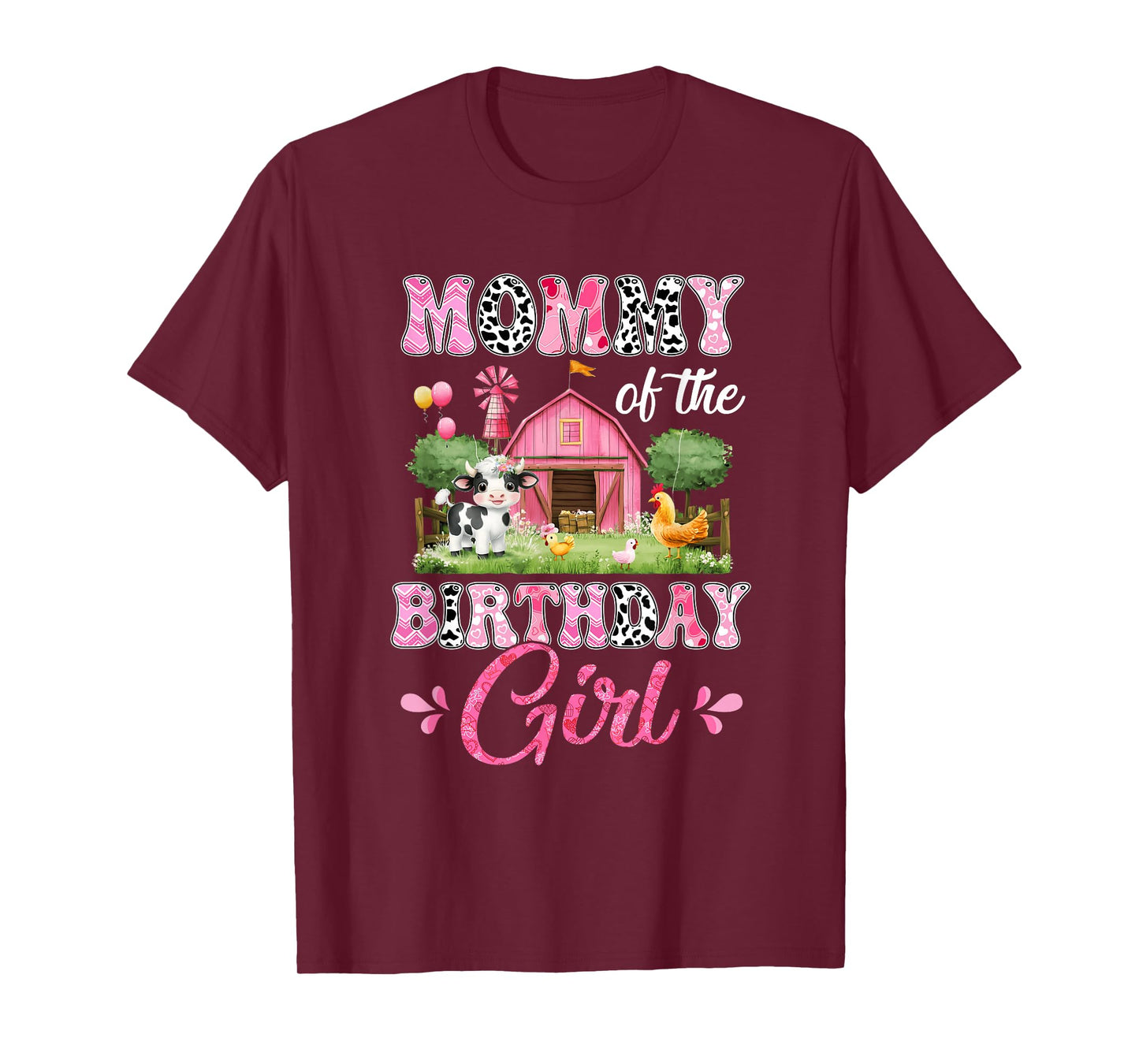 Mommy Of The Birthday Girl 1St Birthday Cow Farm Family T-Shirt