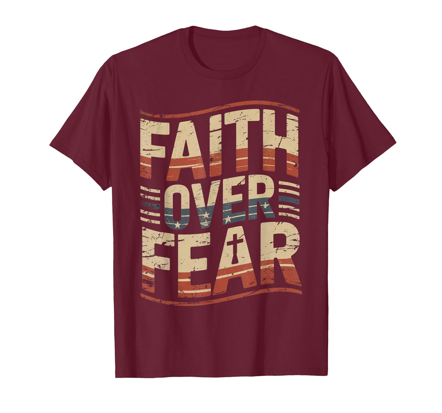 America Pride US Flag Faith Over Fear Prayer T-Shirt