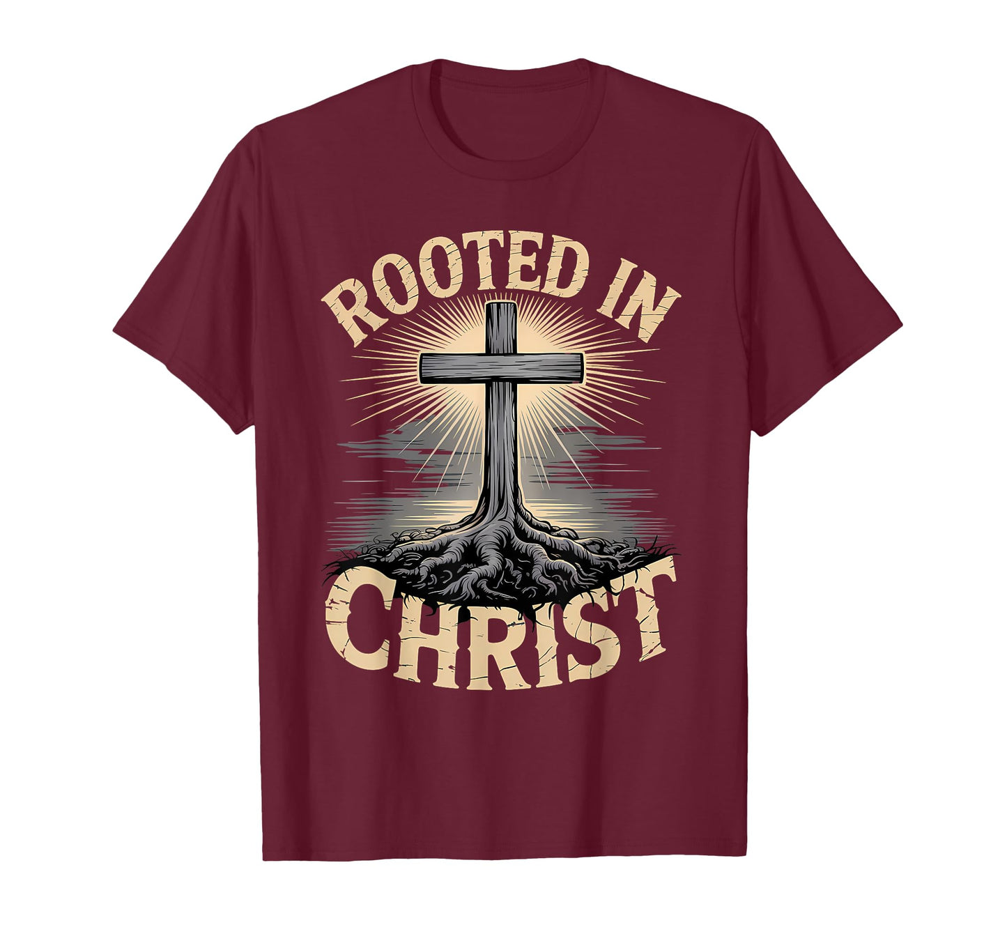 Rooted in Christ Jesus Cross Christian Faith T-Shirt