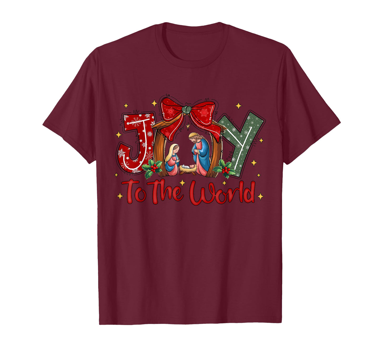 Christian Christmas Joy To The World Coquette Jesus Nativity T-Shirt