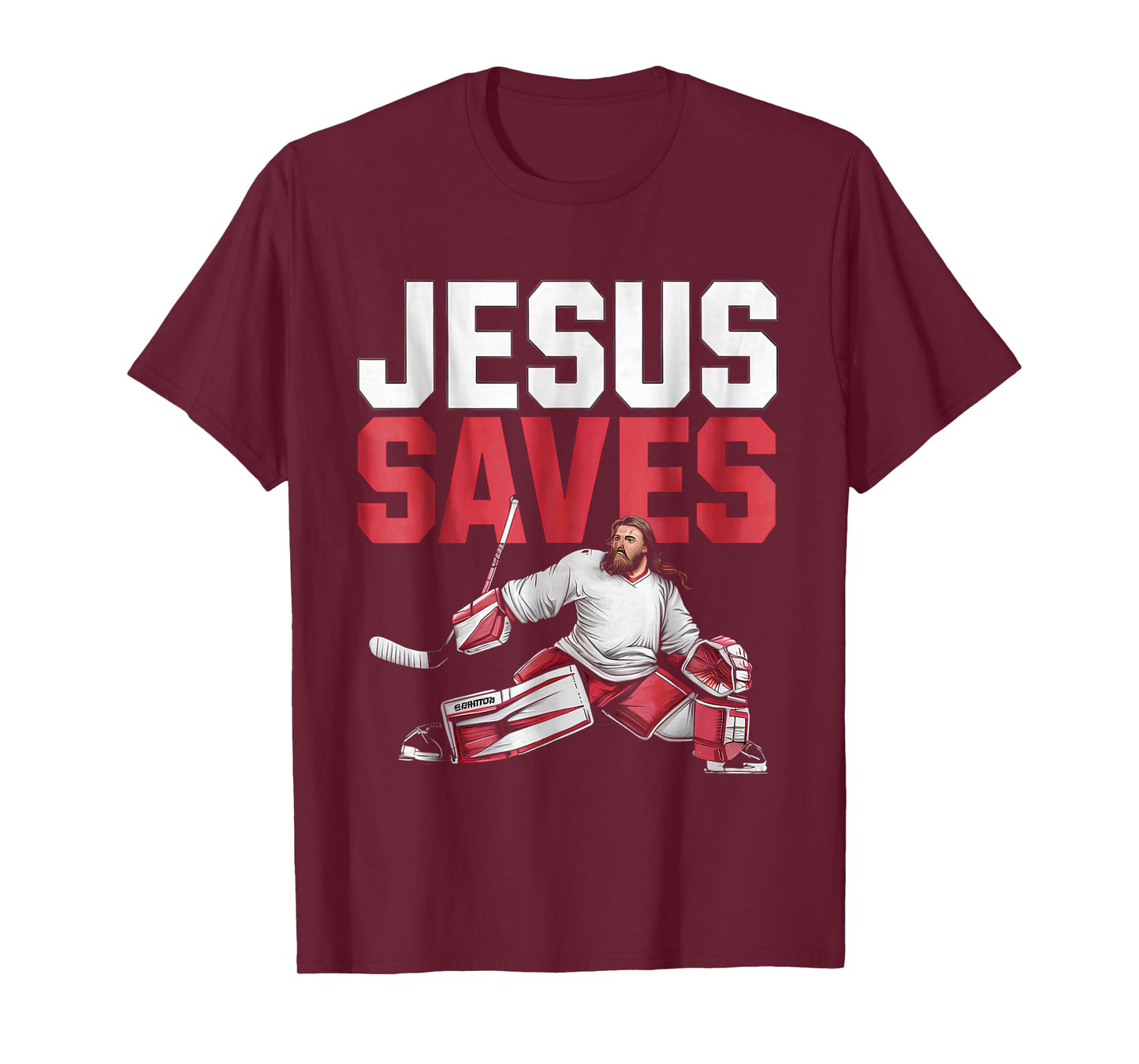 Jesus Saves Ice Hockey Goalie Sport Religious Christian T-Shirt