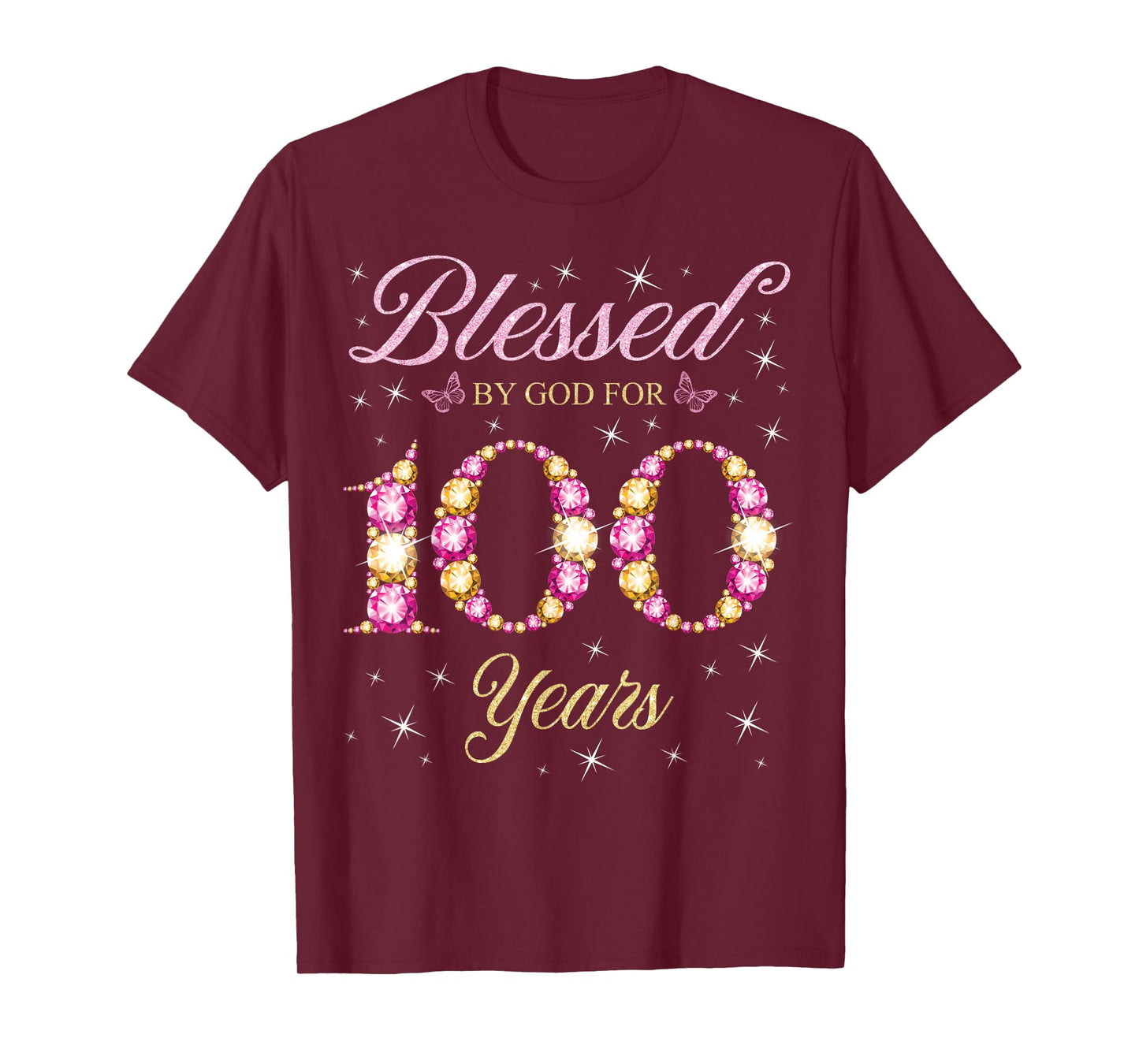 Blessed By God For 100 Years Old 100th Birthday Party Queen T-Shirt