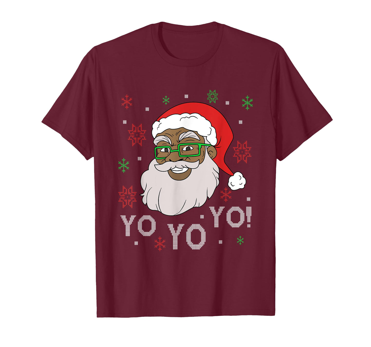 Black Funny Santa Claus Christmas Yo Yo Yo Xmas Costume T-Shirt