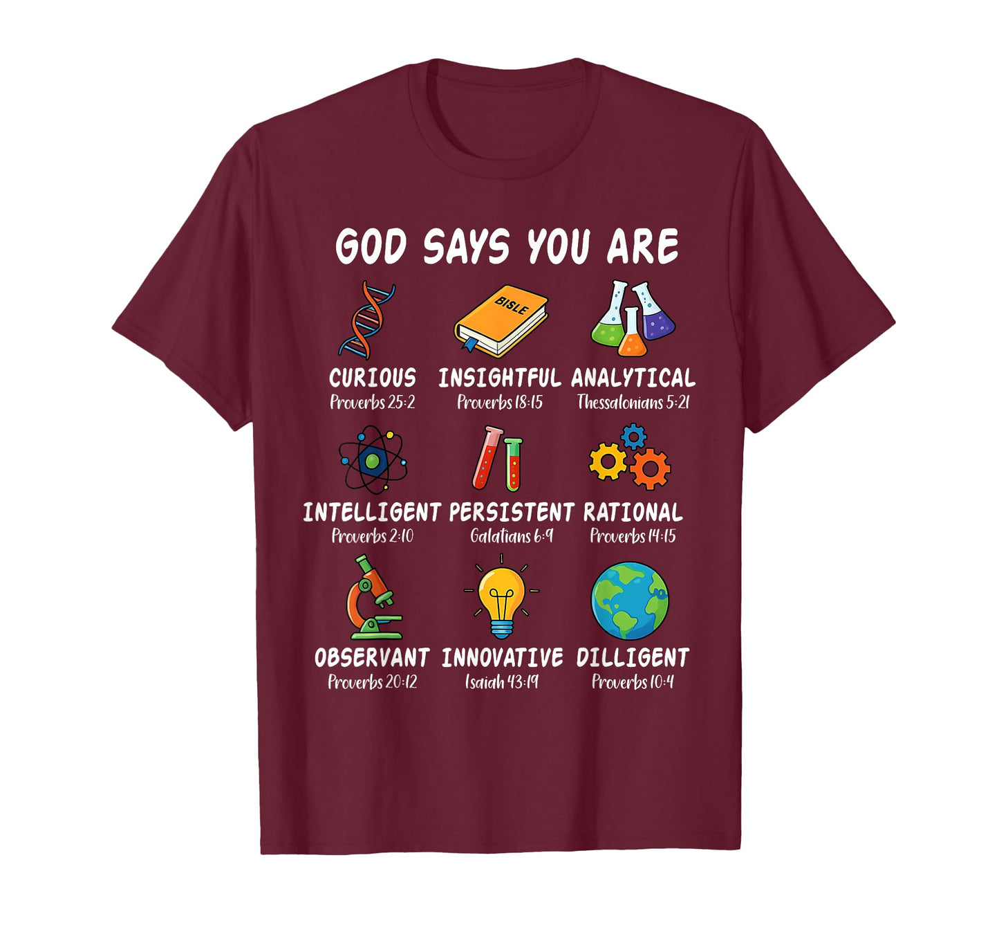 God Says I Am Science Biology Teacher Bible Verse T-Shirt