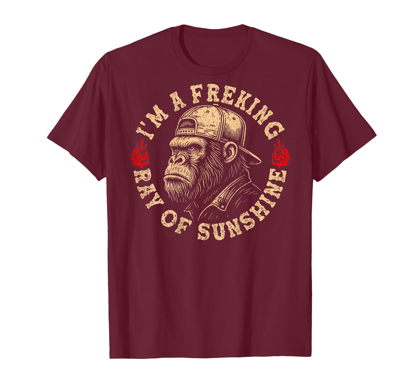 I’m A Freaking Ray of Sunshine Funny Monkey (On Back) T-Shirt