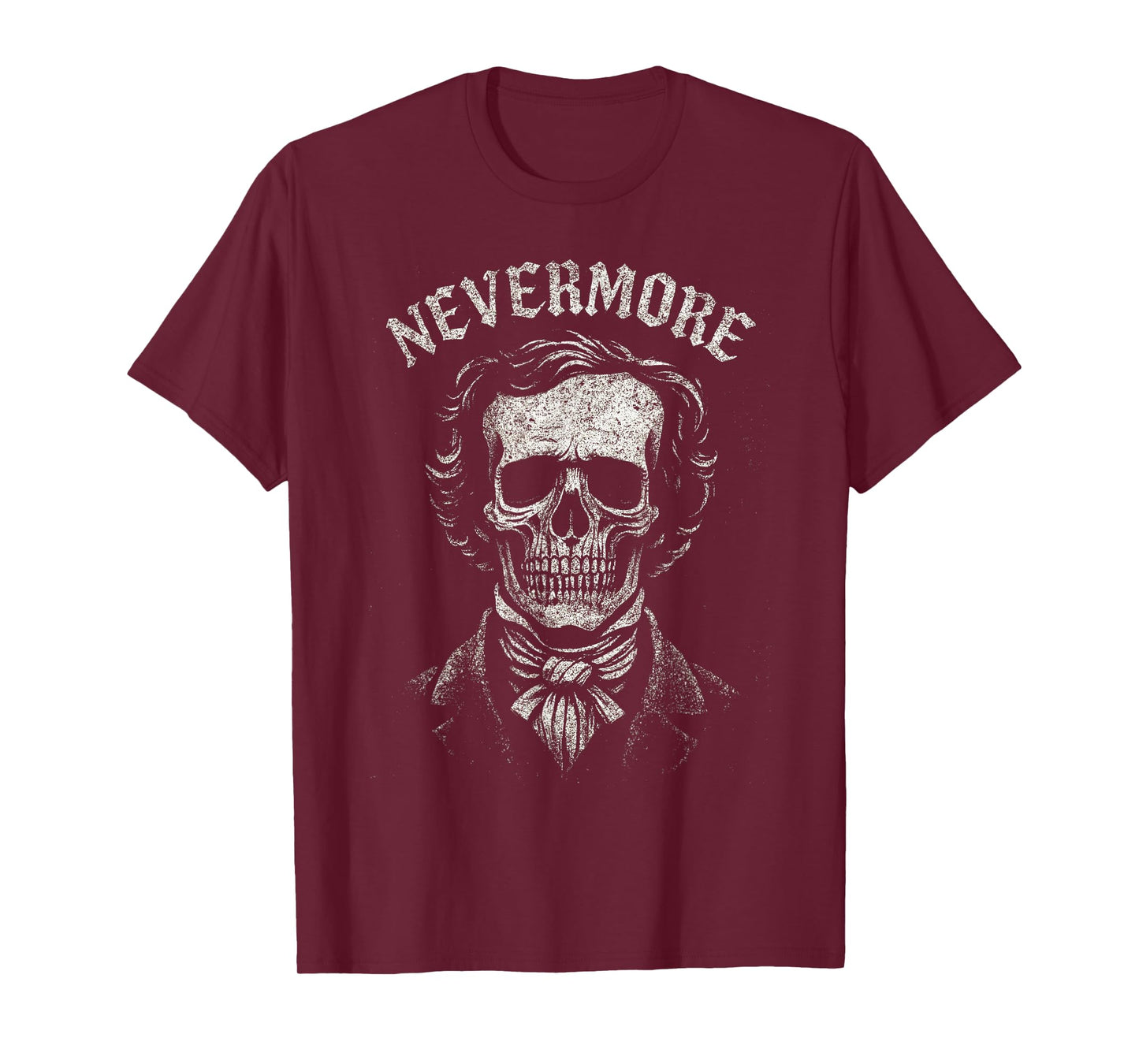 Gothic Edgar Allan Poe Skull Nevermore Quote Art Horror Gift T-Shirt