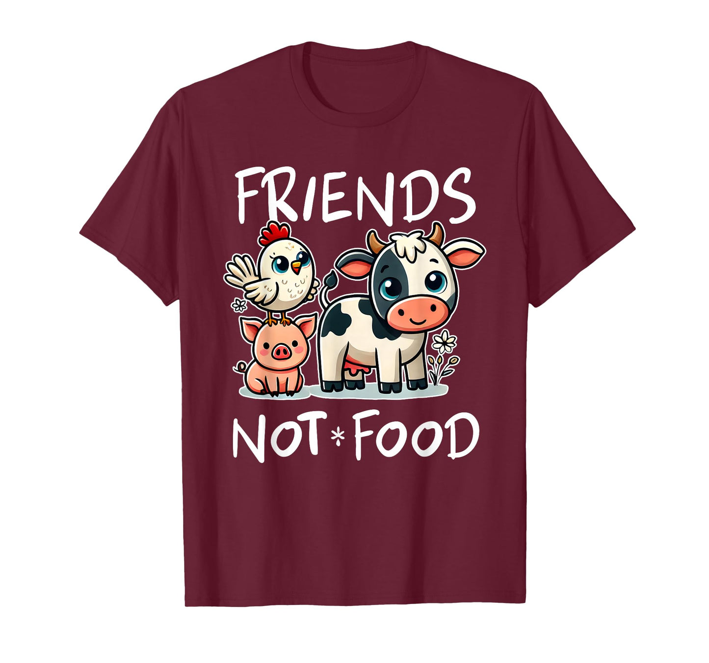 Friends Not Food Funny Vegan Vegetarian Cute Animals Gift T-Shirt
