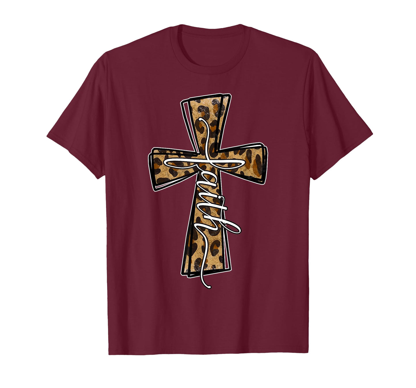 Love In Faith Tees For Christian Leopard Cross Cheetah Print T-Shirt