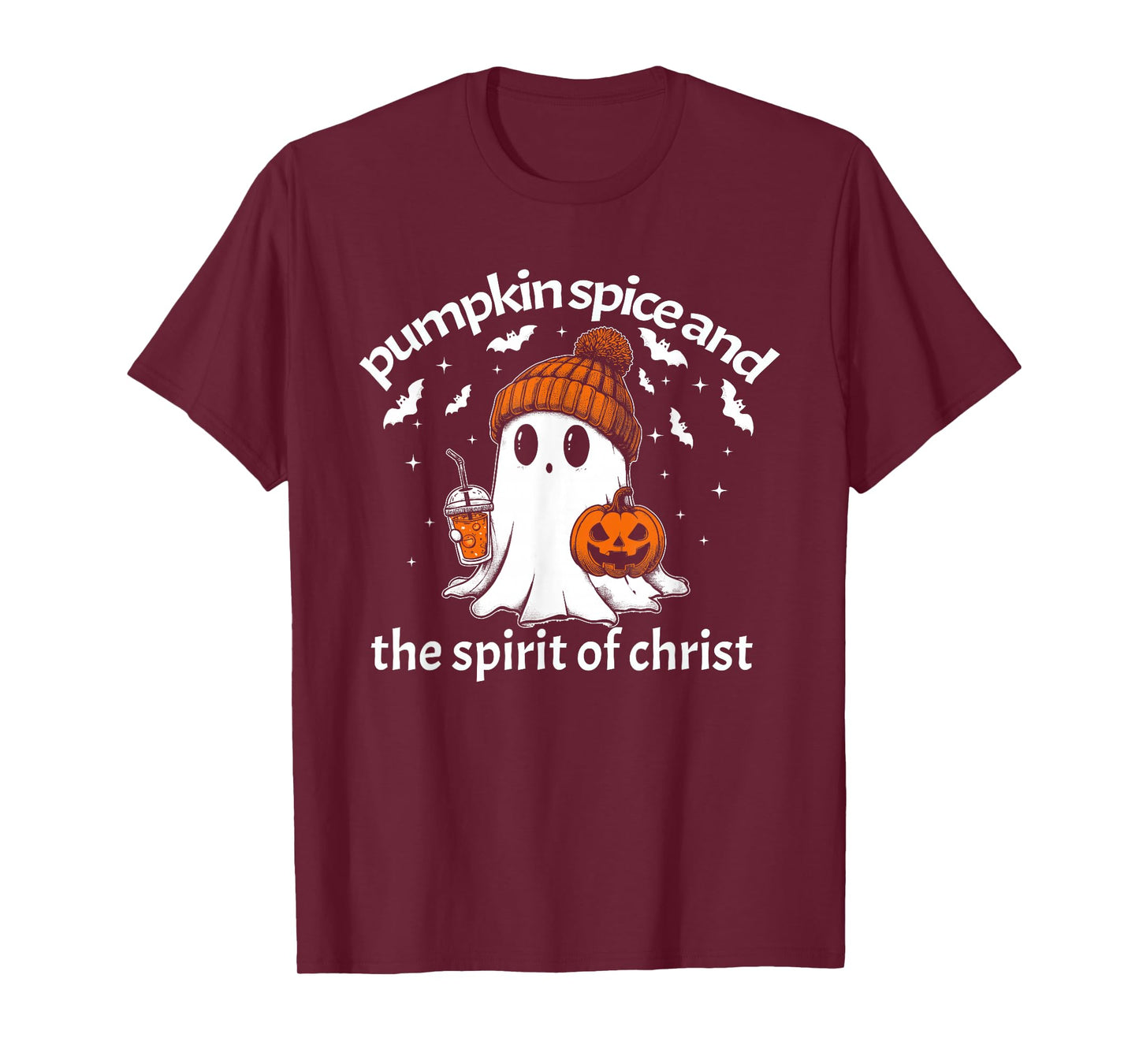 Pumpkin Spice and The Spirit of Christ Funny Ghost Halloween T-Shirt