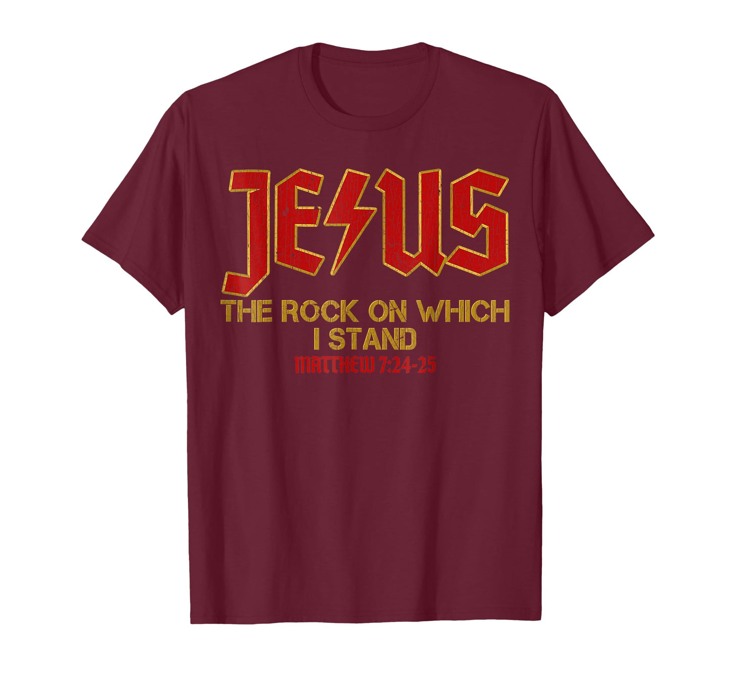 Vintage Retro Christian Jesus Rock Band Matthew 7:24 Retro V T-Shirt