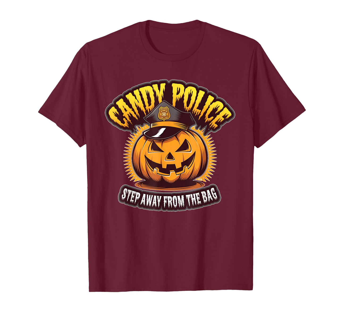 Candy Police Pumpkin Funny Halloween Costume Party Kids T-Shirt