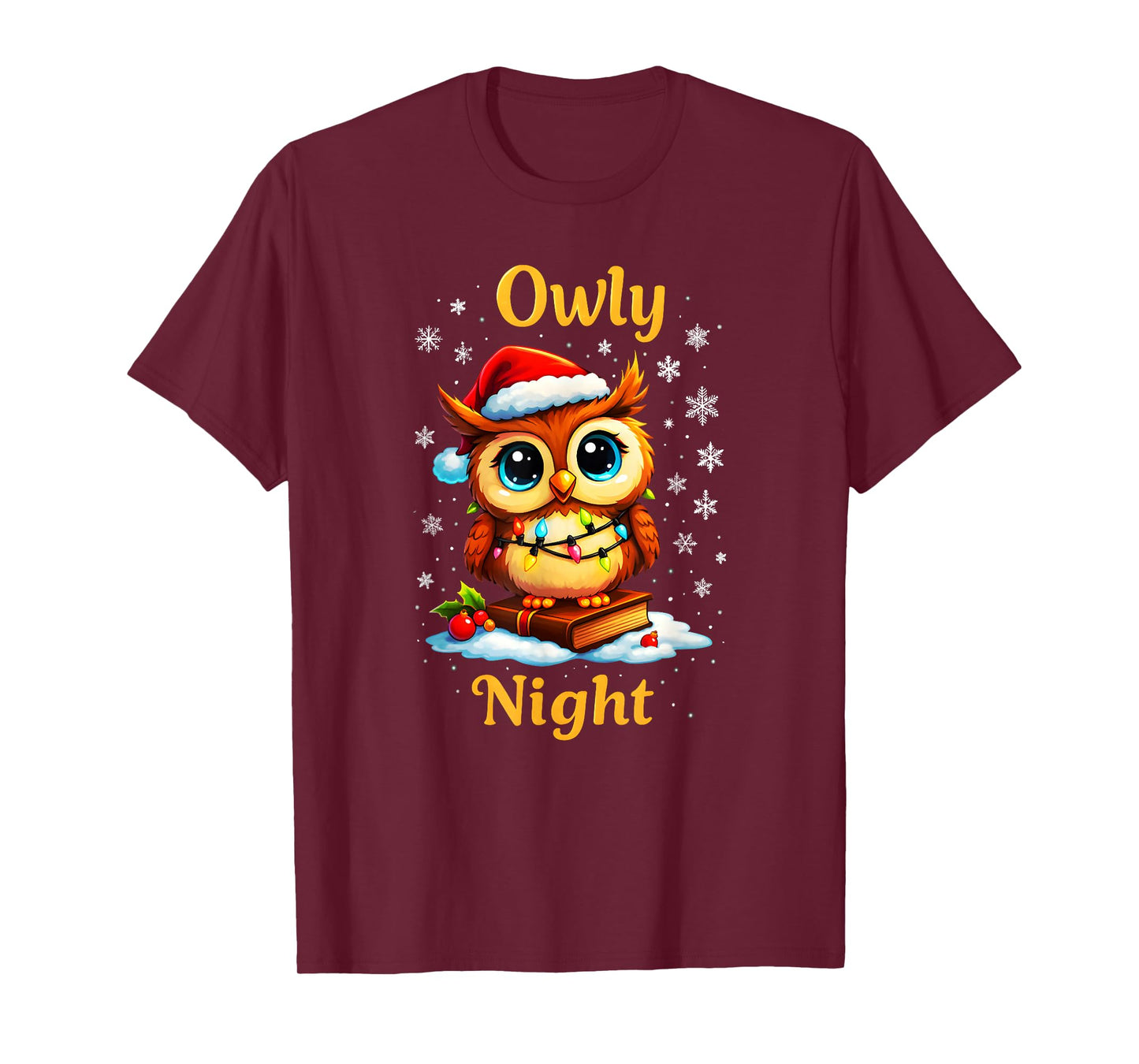 Owly Night Christmas Owl Snowflakes Bible Christian Religion T-Shirt