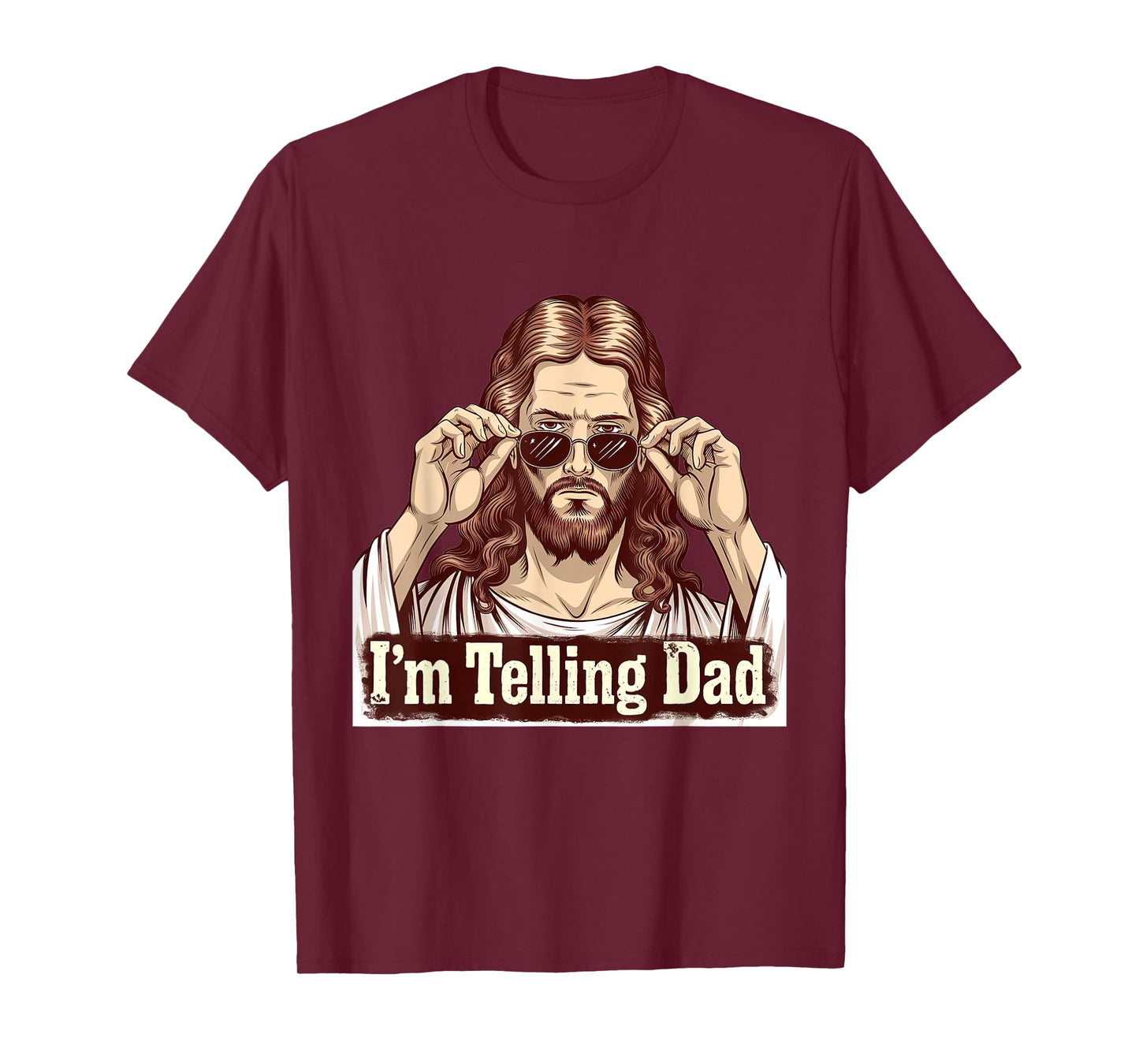 Funny I'm Telling Dad Retro Religious Christian Jesus T-Shirt