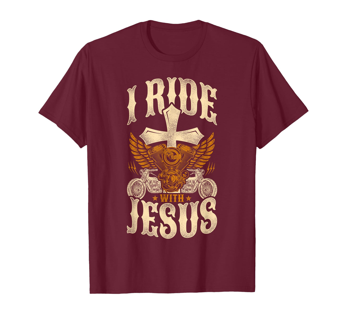 Classic Christian Motorcycle Biker I Ride With Jesus T-Shirt