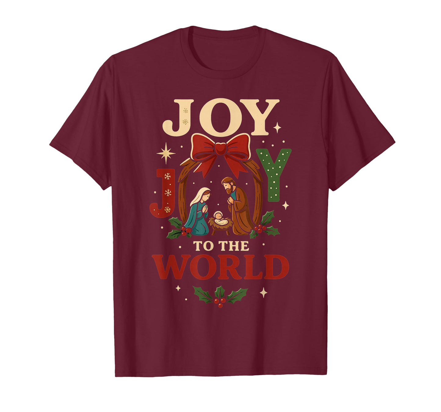 Faithful Christmas Joy to The World Nativity Scene T-Shirt