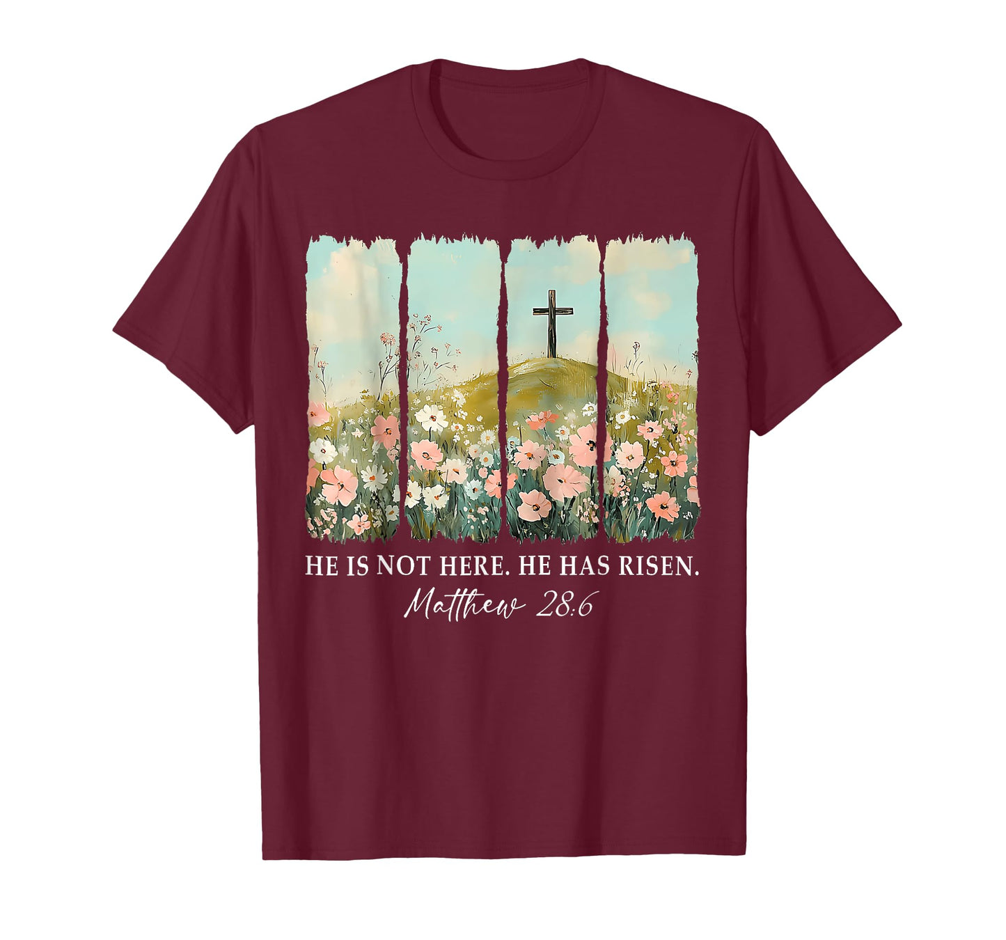 He is not here, He is Risen Wildflower Easter Christian T-Shirt