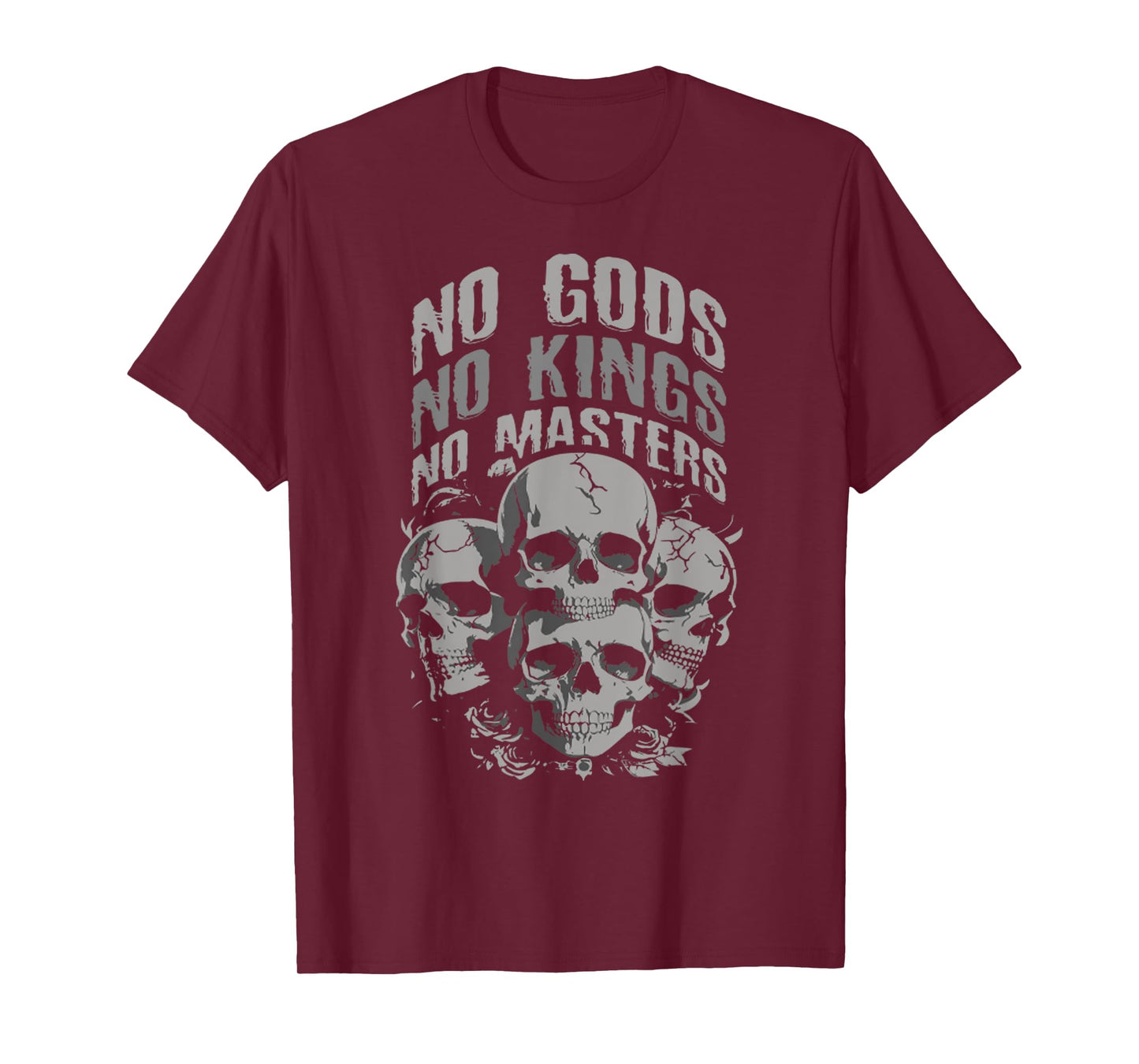Funny Skull Design No Gods, No Kings, No Masters Tee T-Shirt