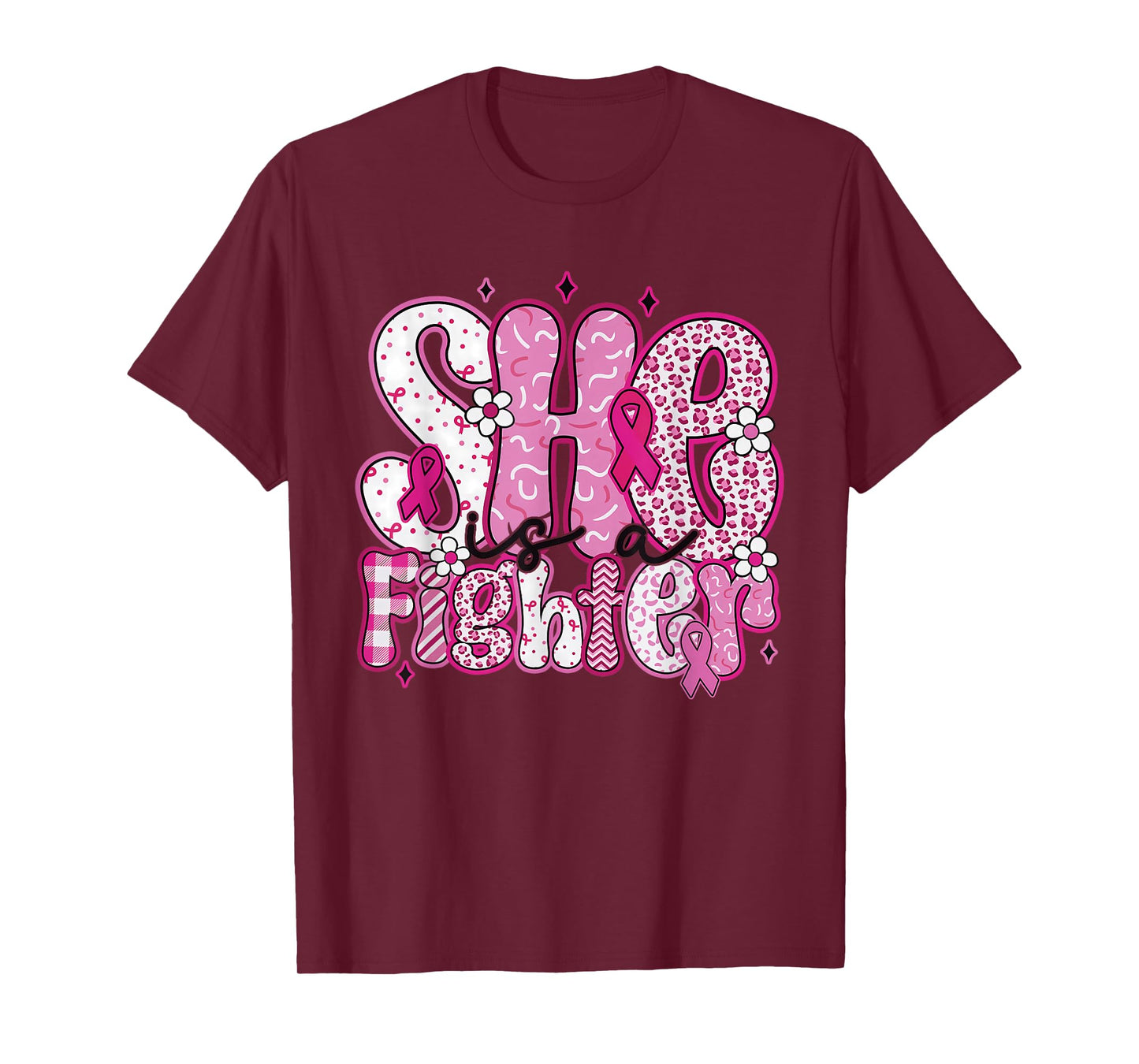She is A Fighter Breast Cancer Wear Pink Warrior Christian T-Shirt