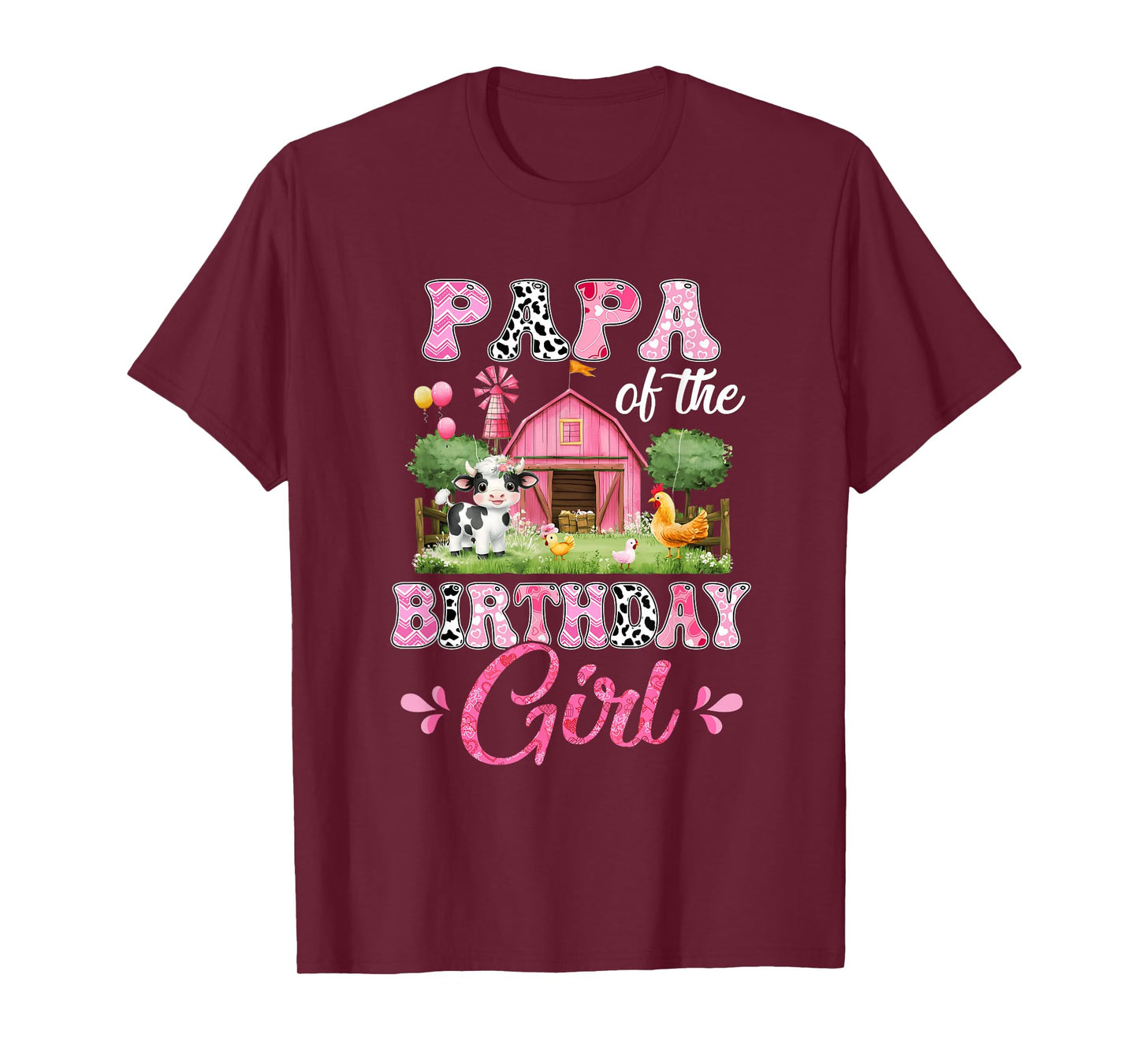 Papa Of The Birthday Girl 1St Birthday Cow Farm Family T-Shirt