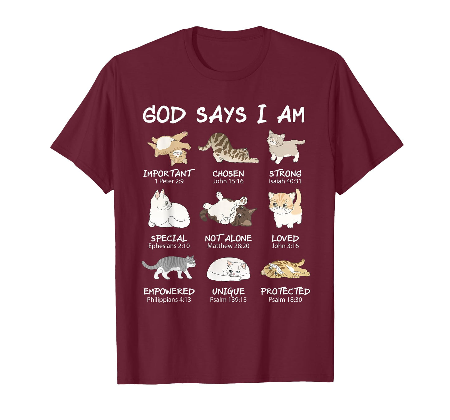 Funny Cat Girls Teens Kids God Says I Am Christian Cat Lover T-Shirt