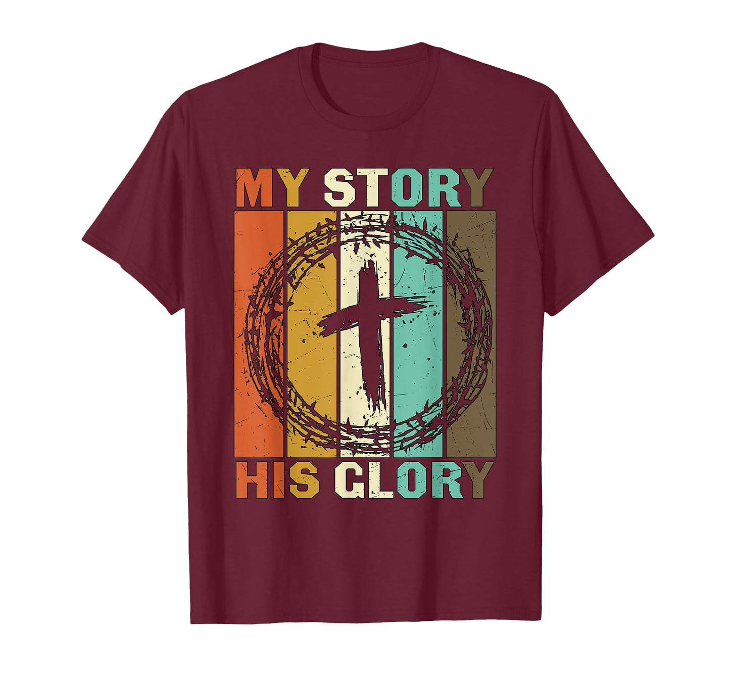 Vintage My Story His Glory Inspirational Christian Cross T-Shirt